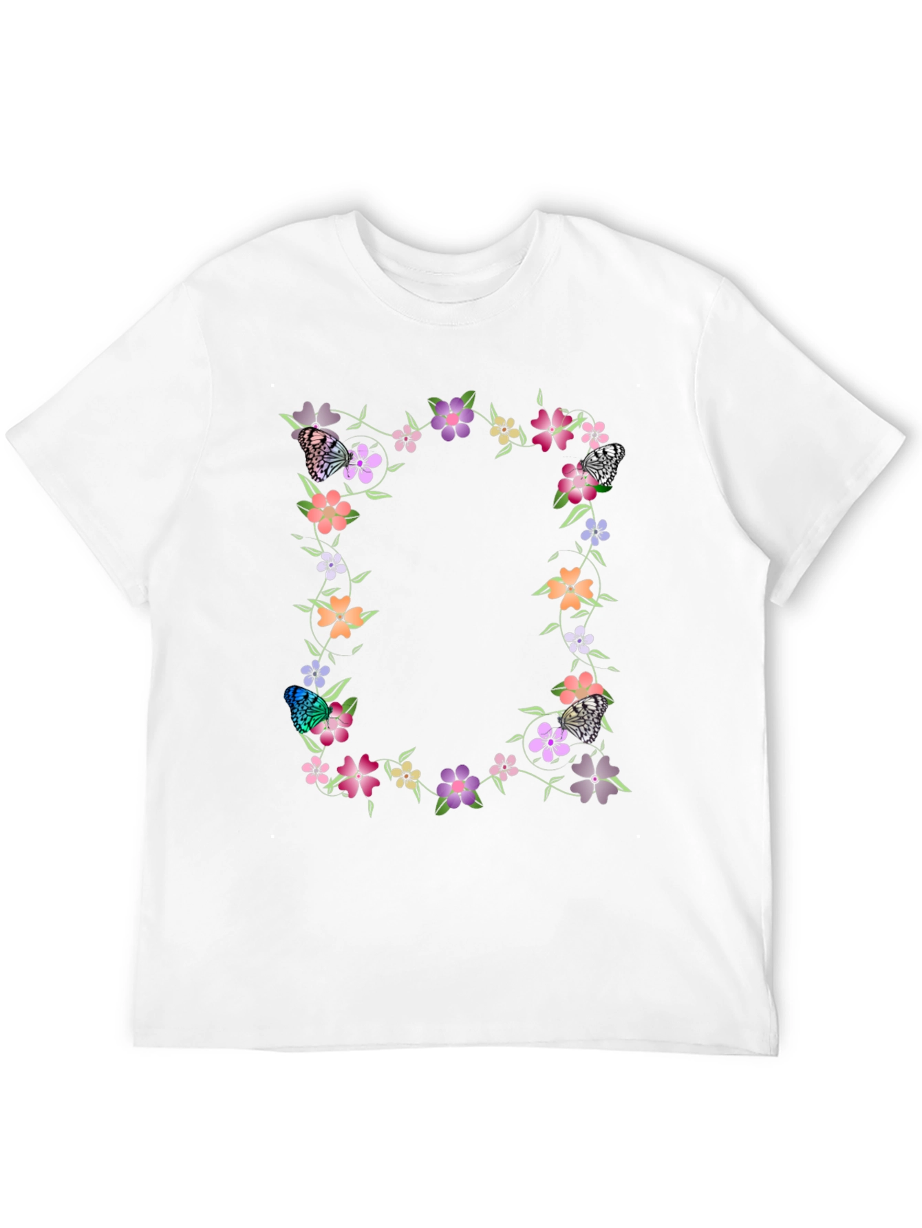 Floral Butterfly Black T-Shirt