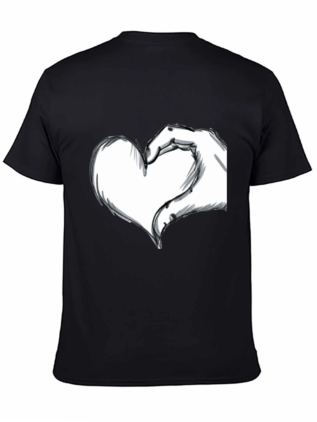 Hand Heart Graphic Black T-Shirt