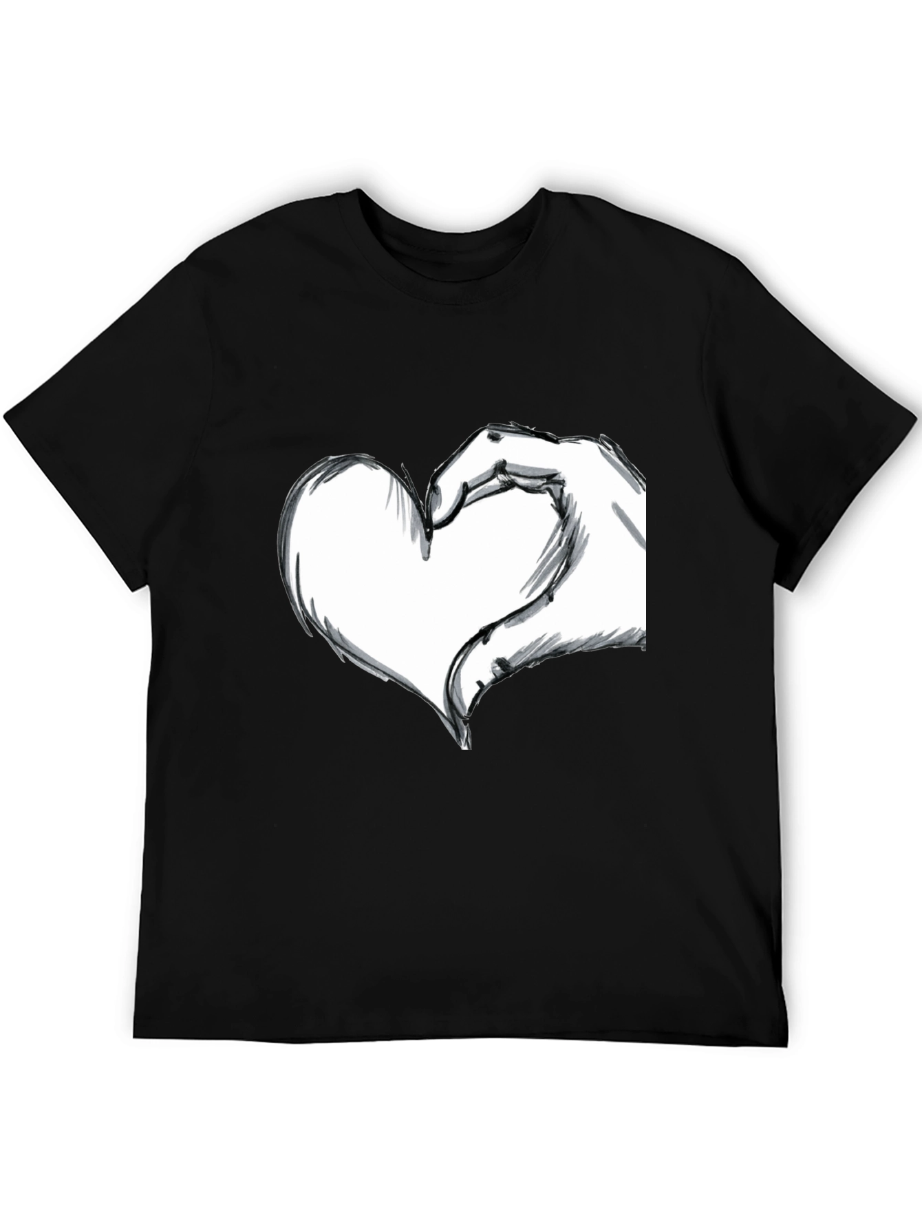 Hand Heart Graphic Black T-Shirt