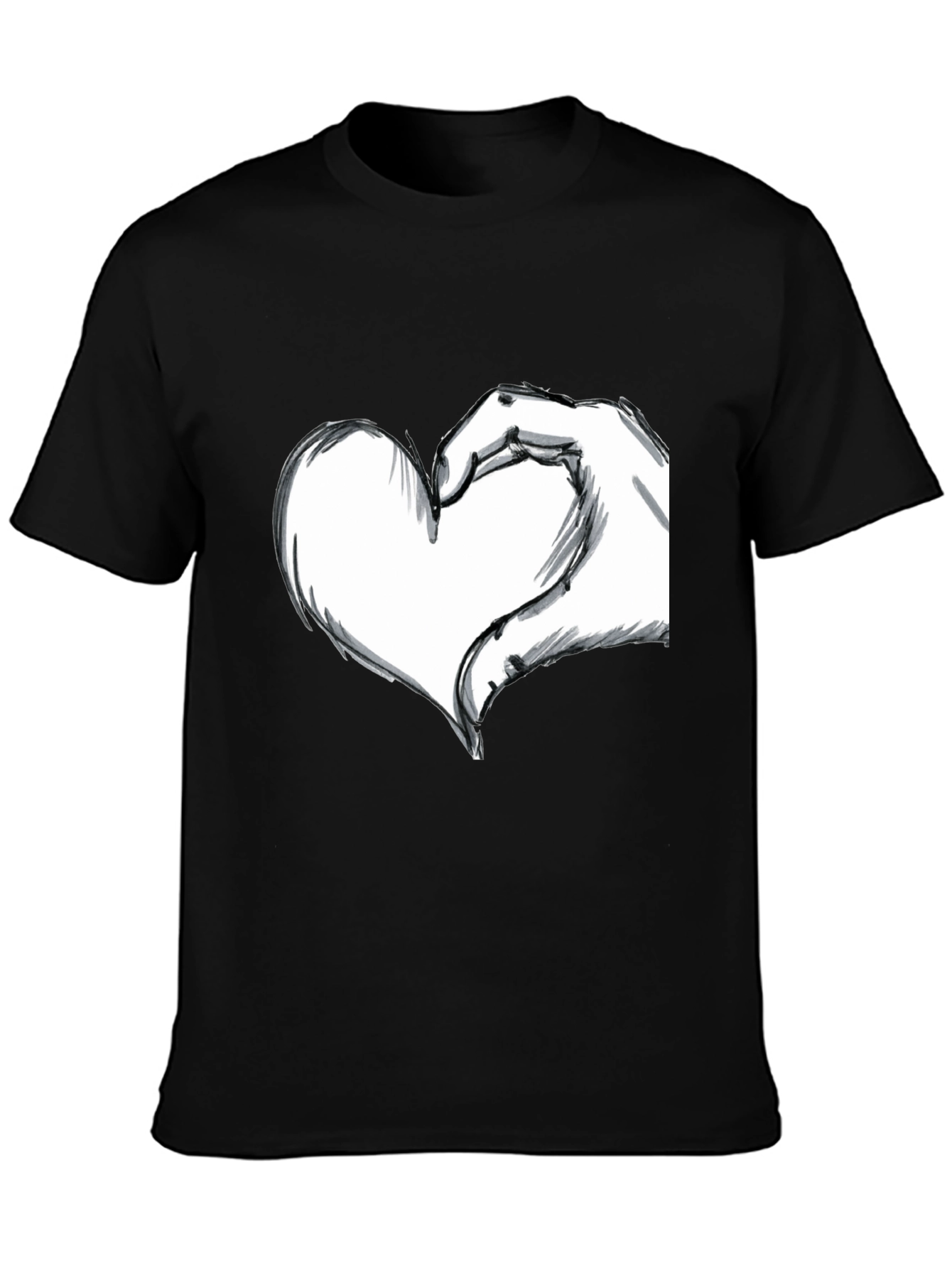 Hand Heart Graphic Black T-Shirt