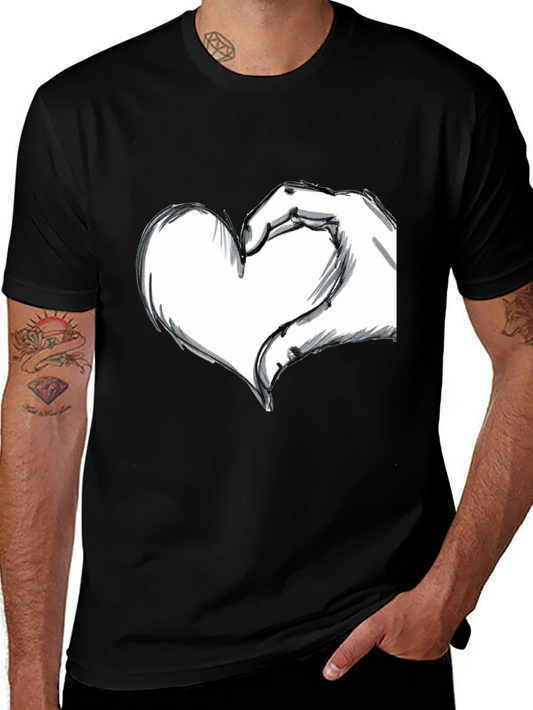 Hand Heart Graphic Black T-Shirt