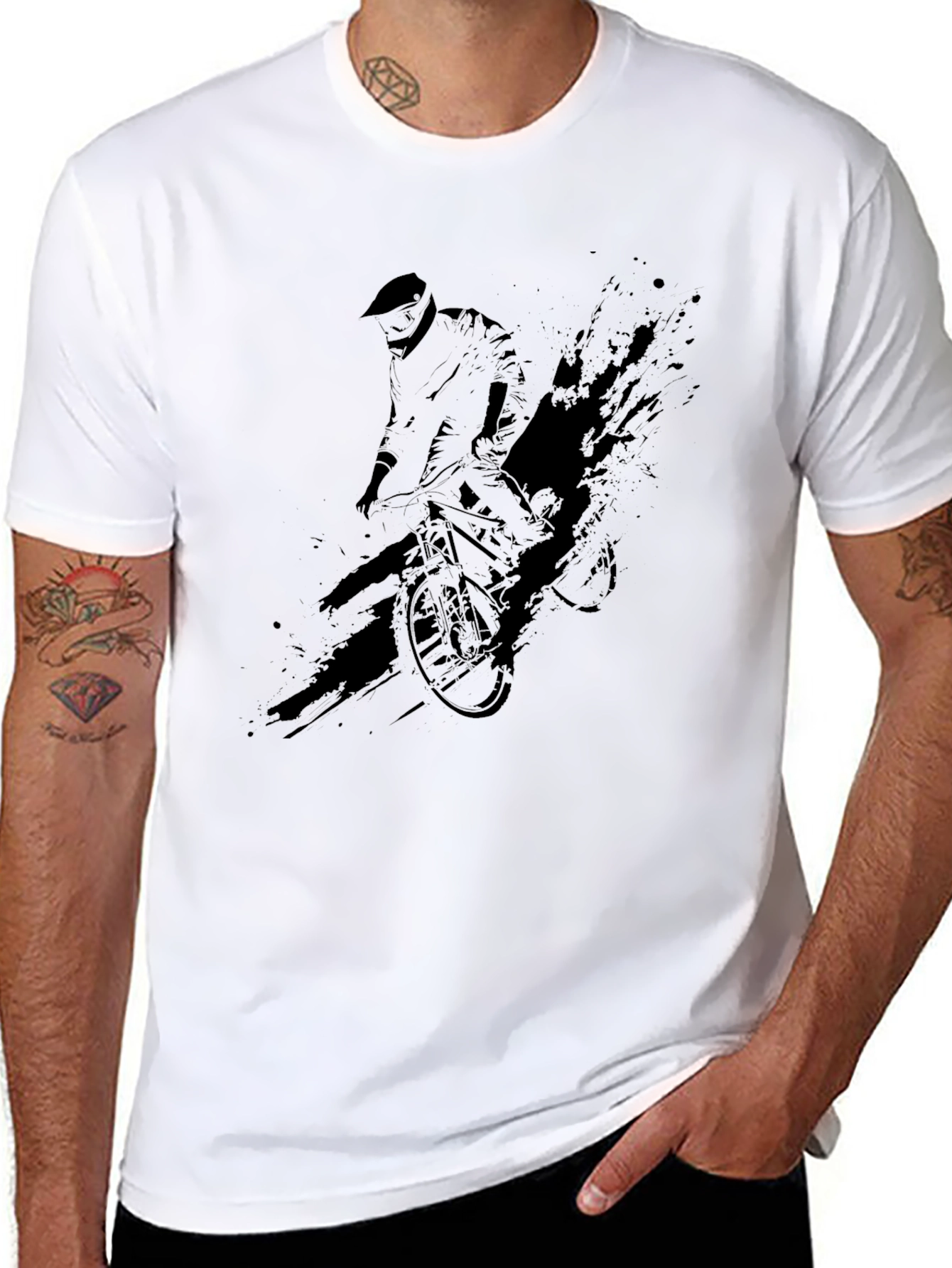 Mens Graphic T-Shirt: Mountain Biker Design