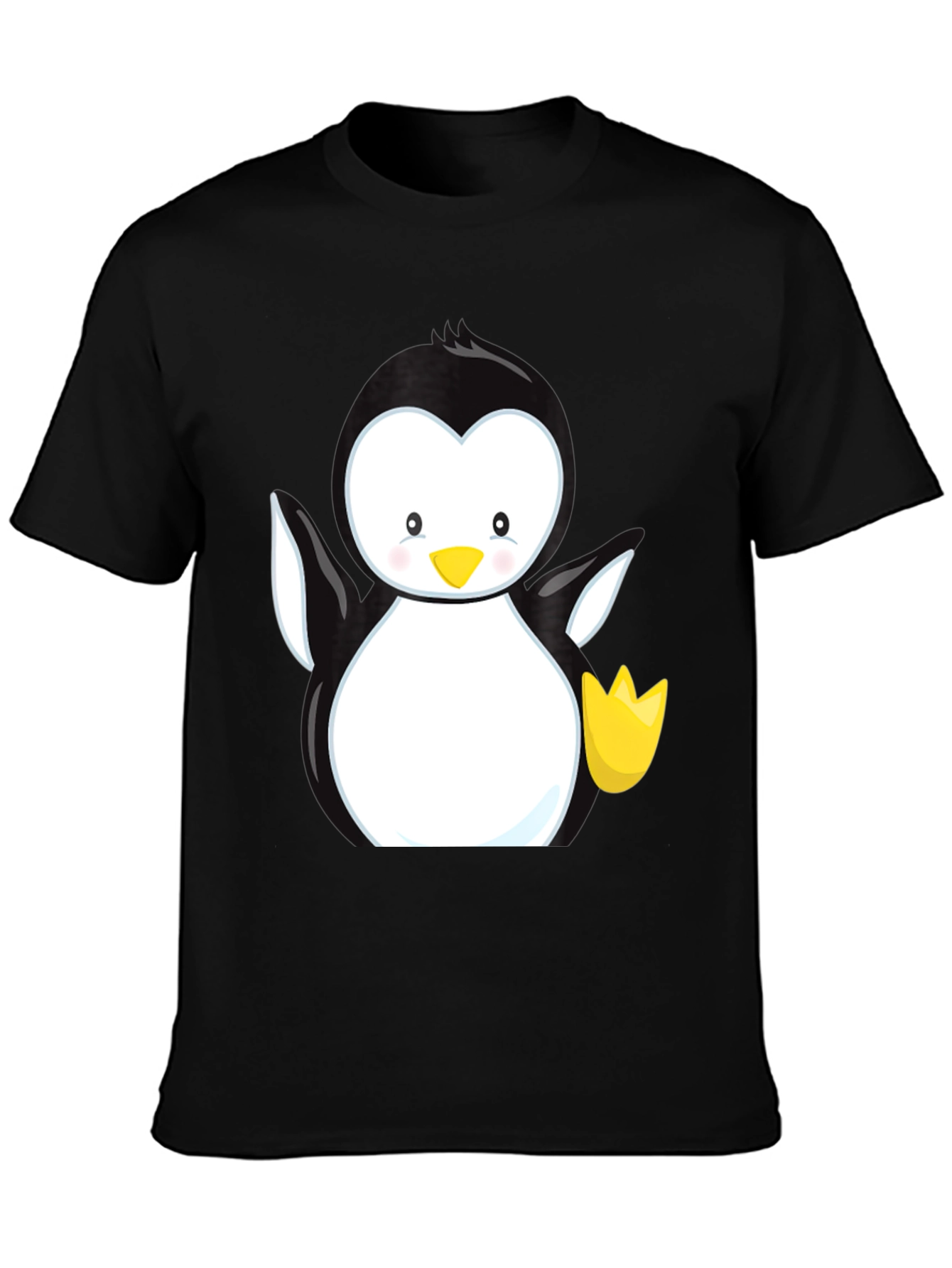 Cute Penguin Graphic Black T-Shirt