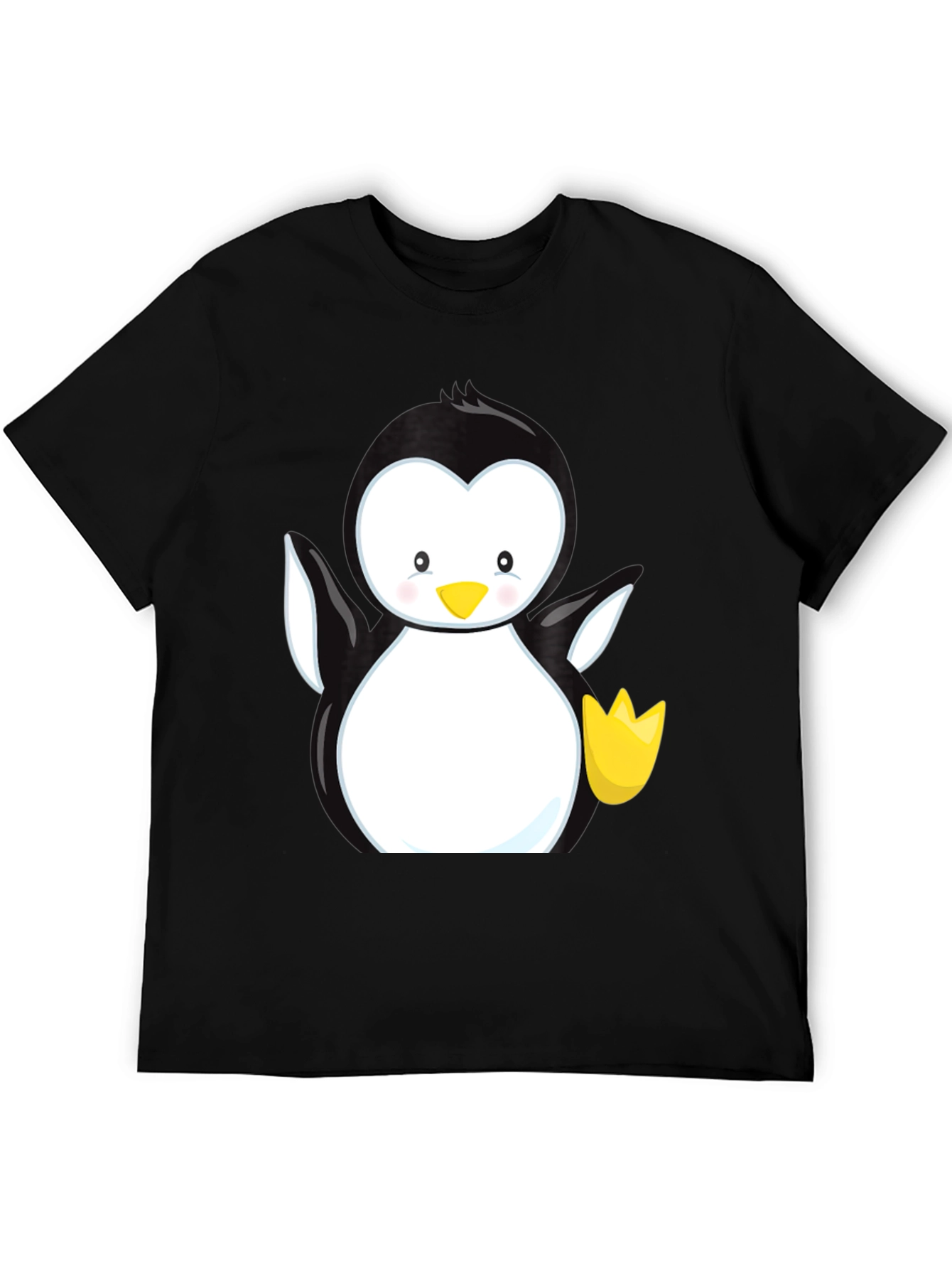Cute Penguin Graphic Black T-Shirt