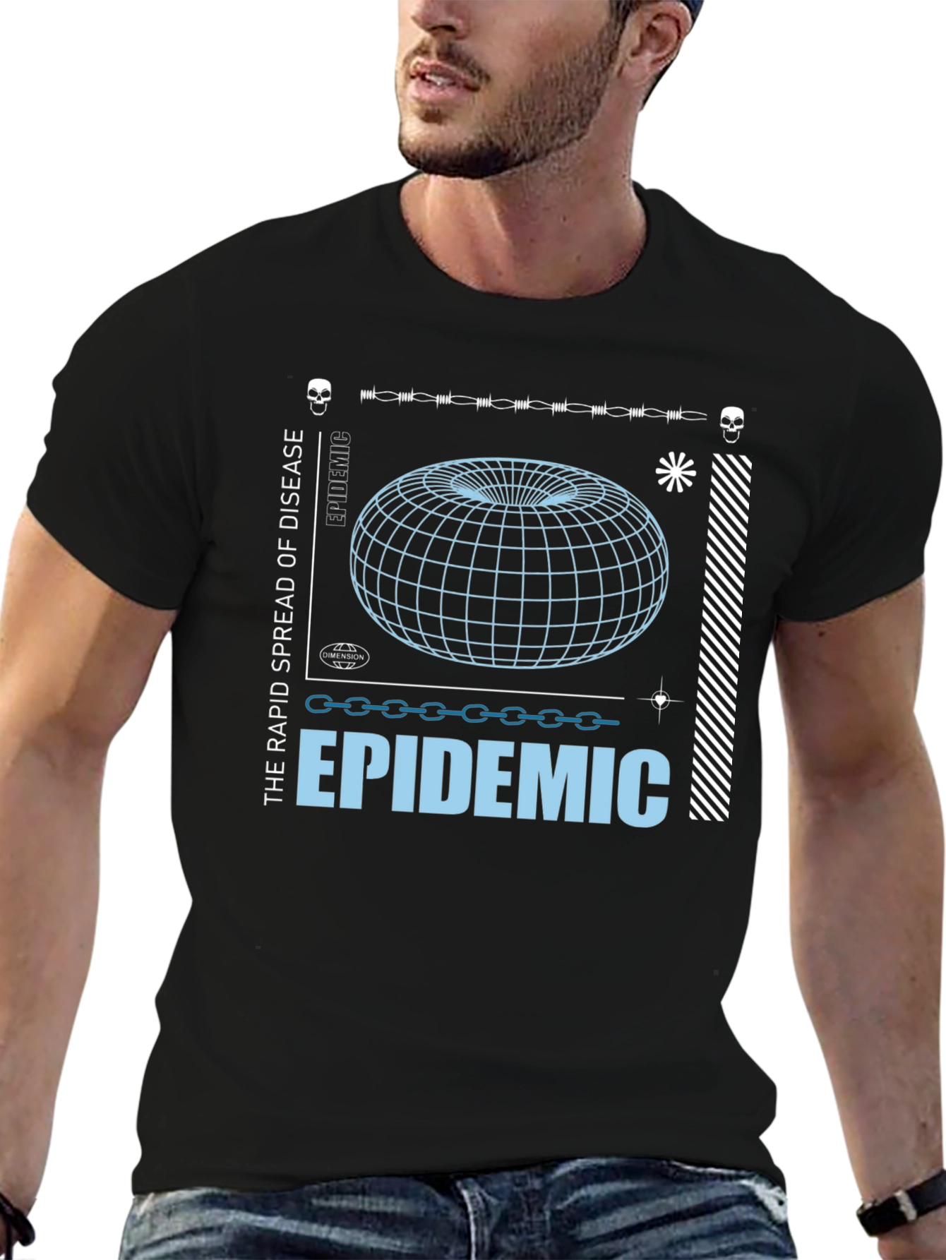 Epidemic Graphic Print Black T-Shirt