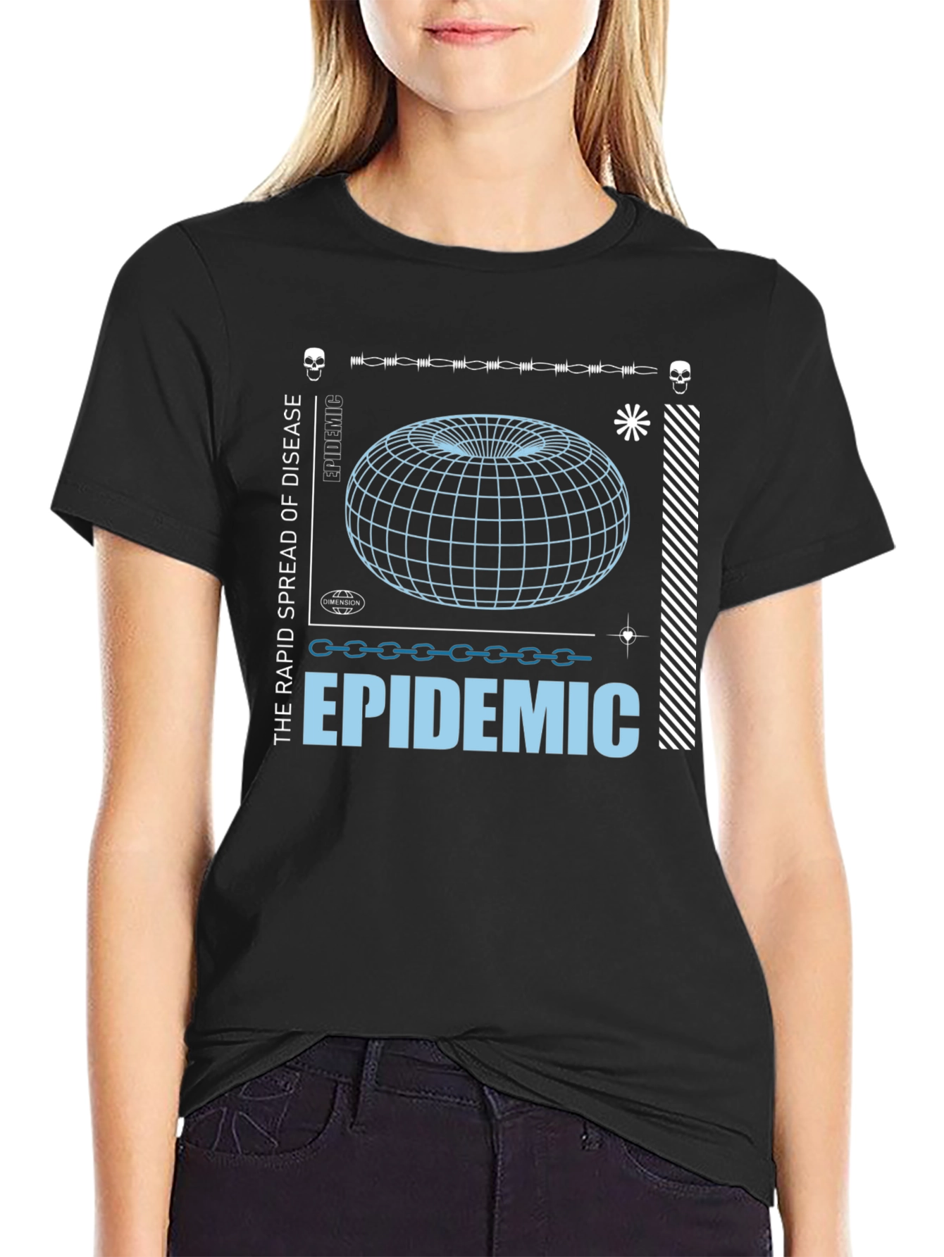Epidemic Graphic Print Black T-Shirt