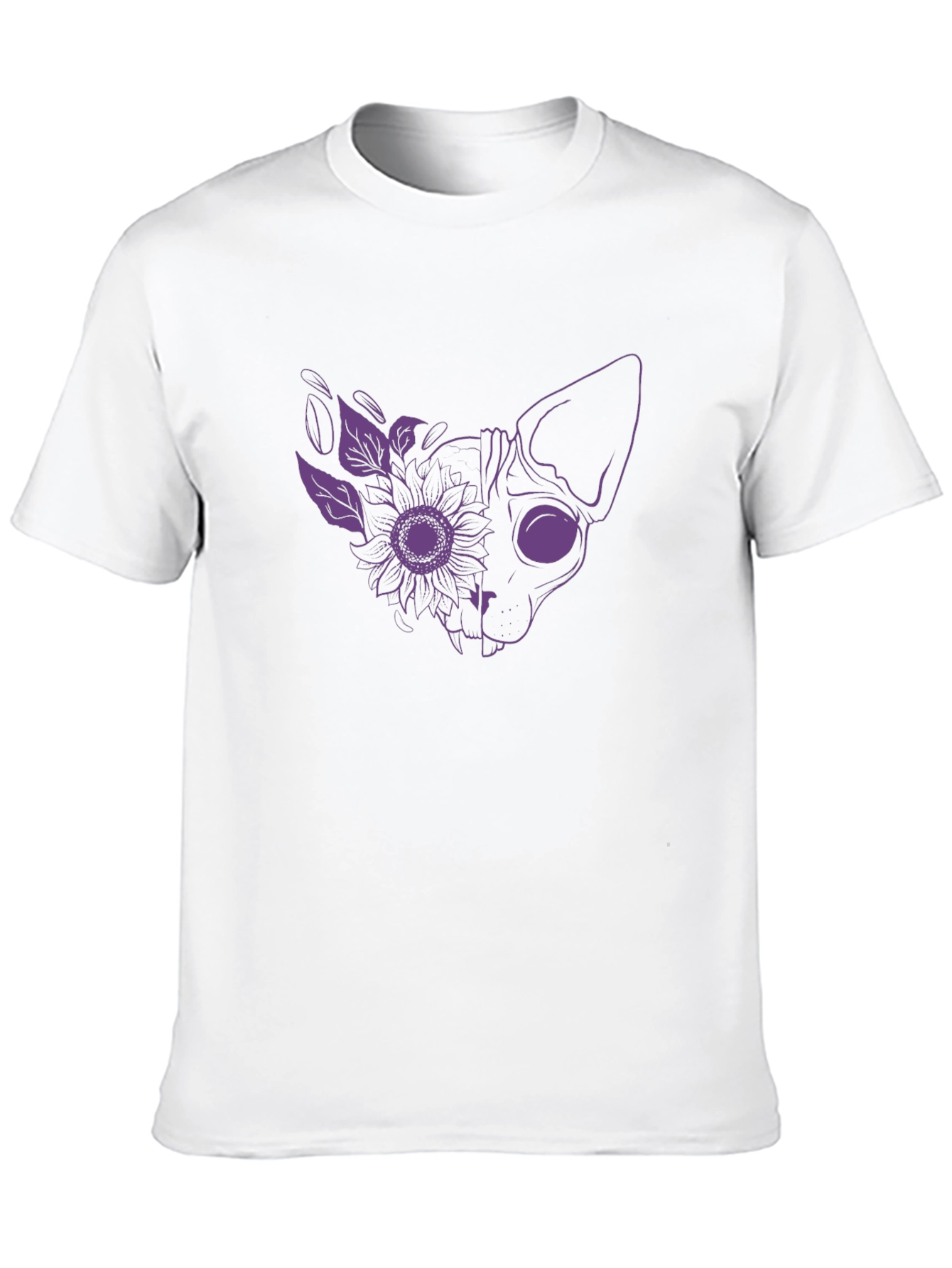 Floral Cat Graphic Tee - Unique Design