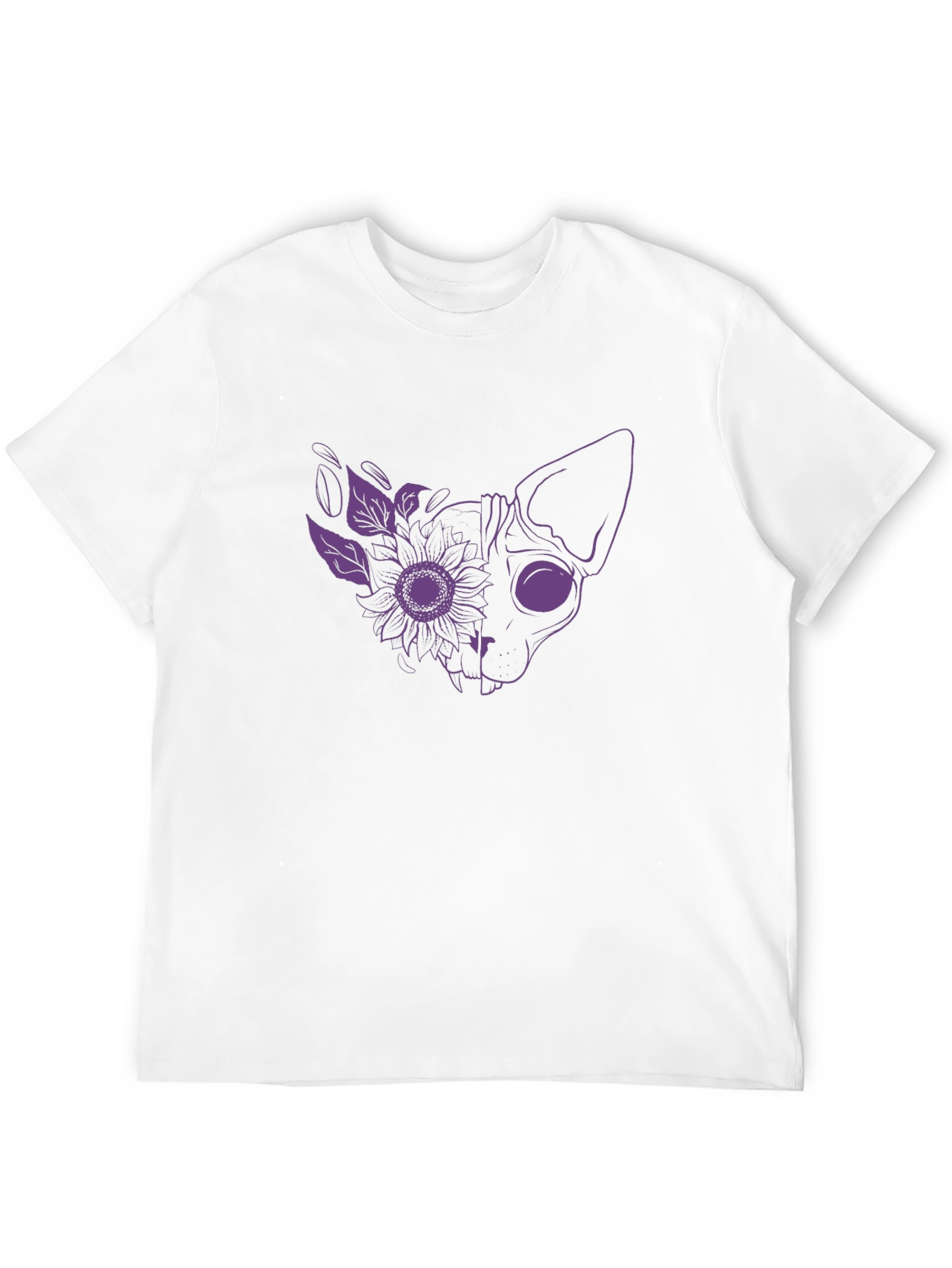 Floral Cat Graphic Tee - Unique Design