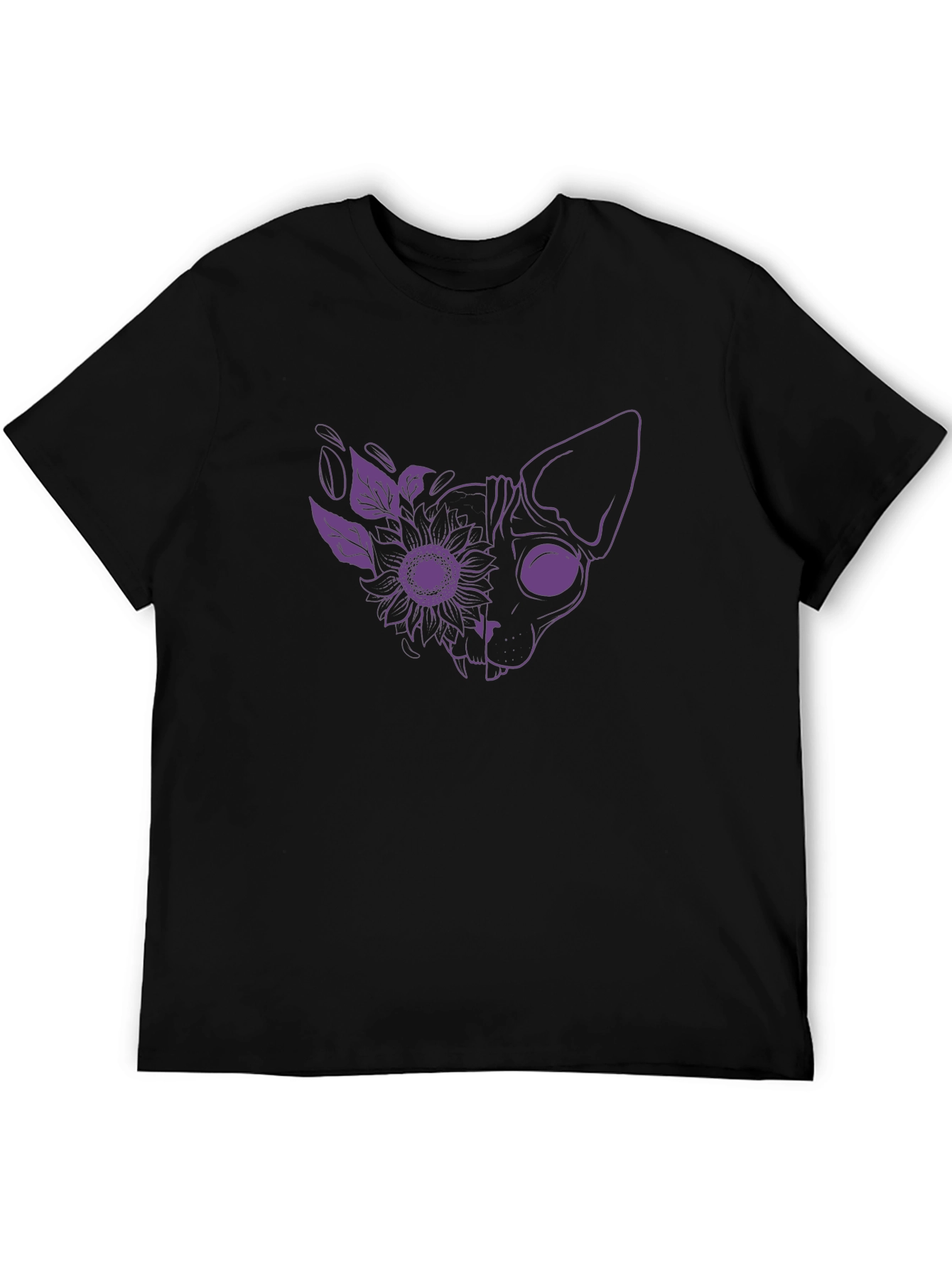 Floral Cat Graphic Tee - Unique Design