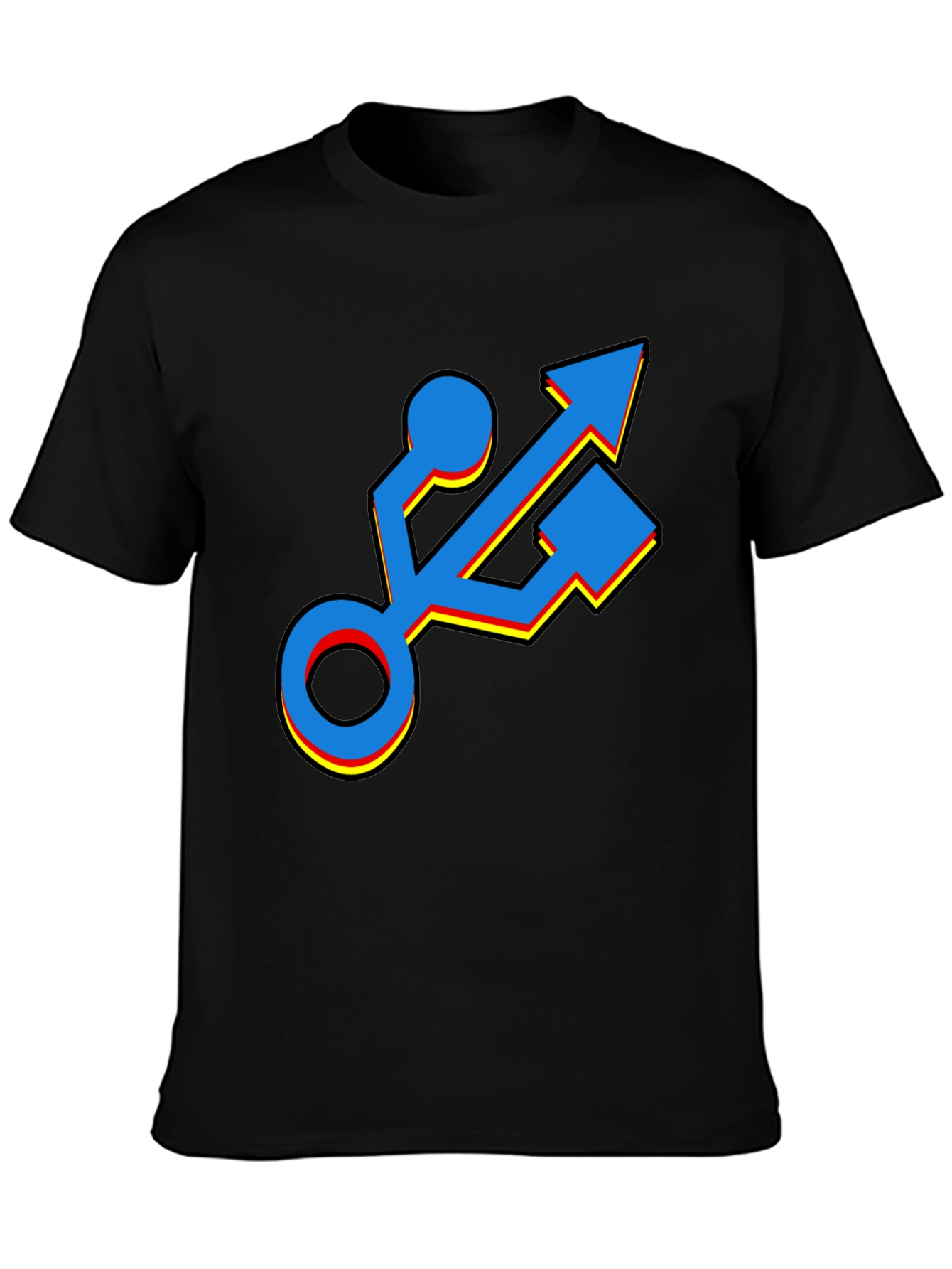 USB Port Graphic T-Shirt - Black Cotton Tee
