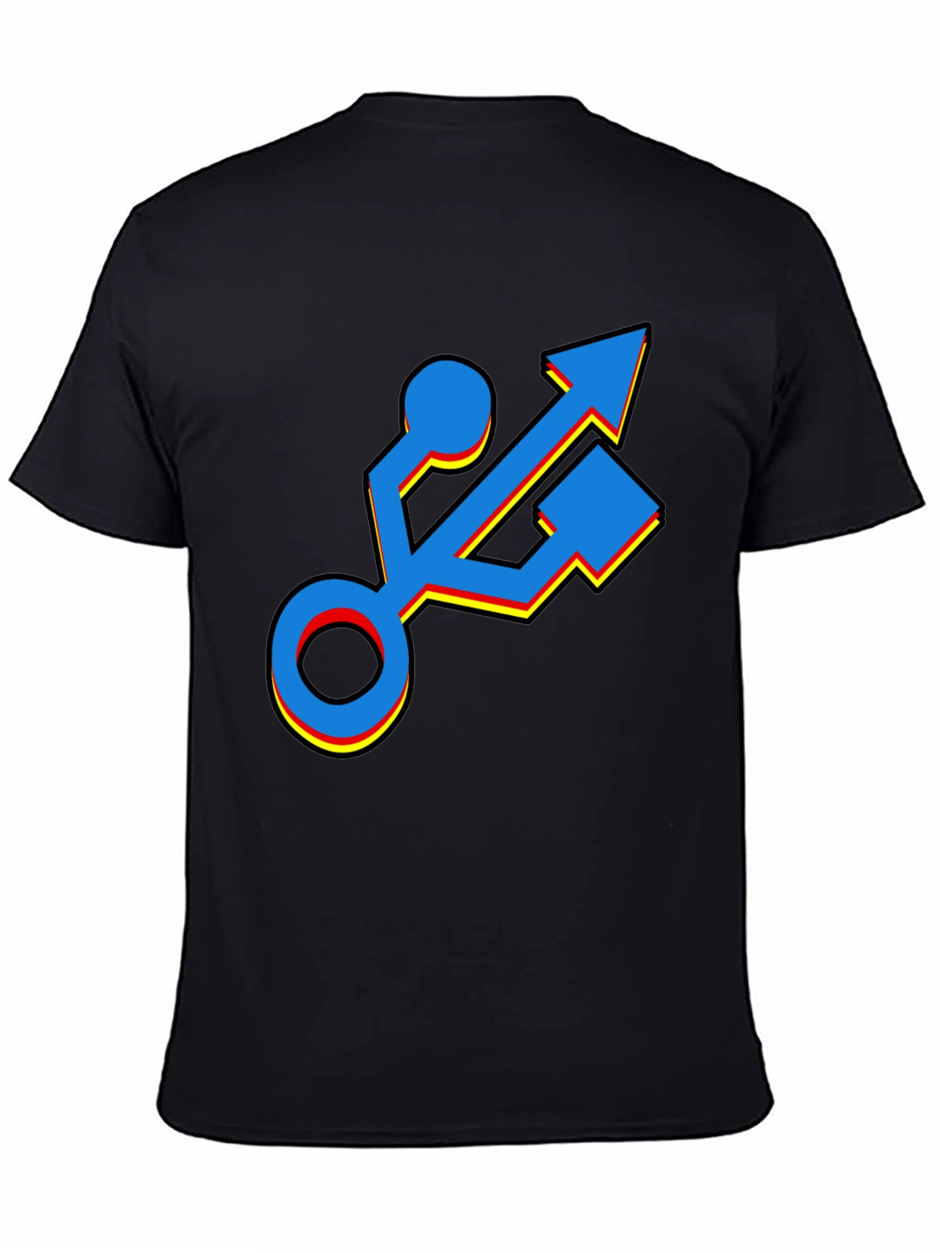 USB Port Graphic T-Shirt - Black Cotton Tee