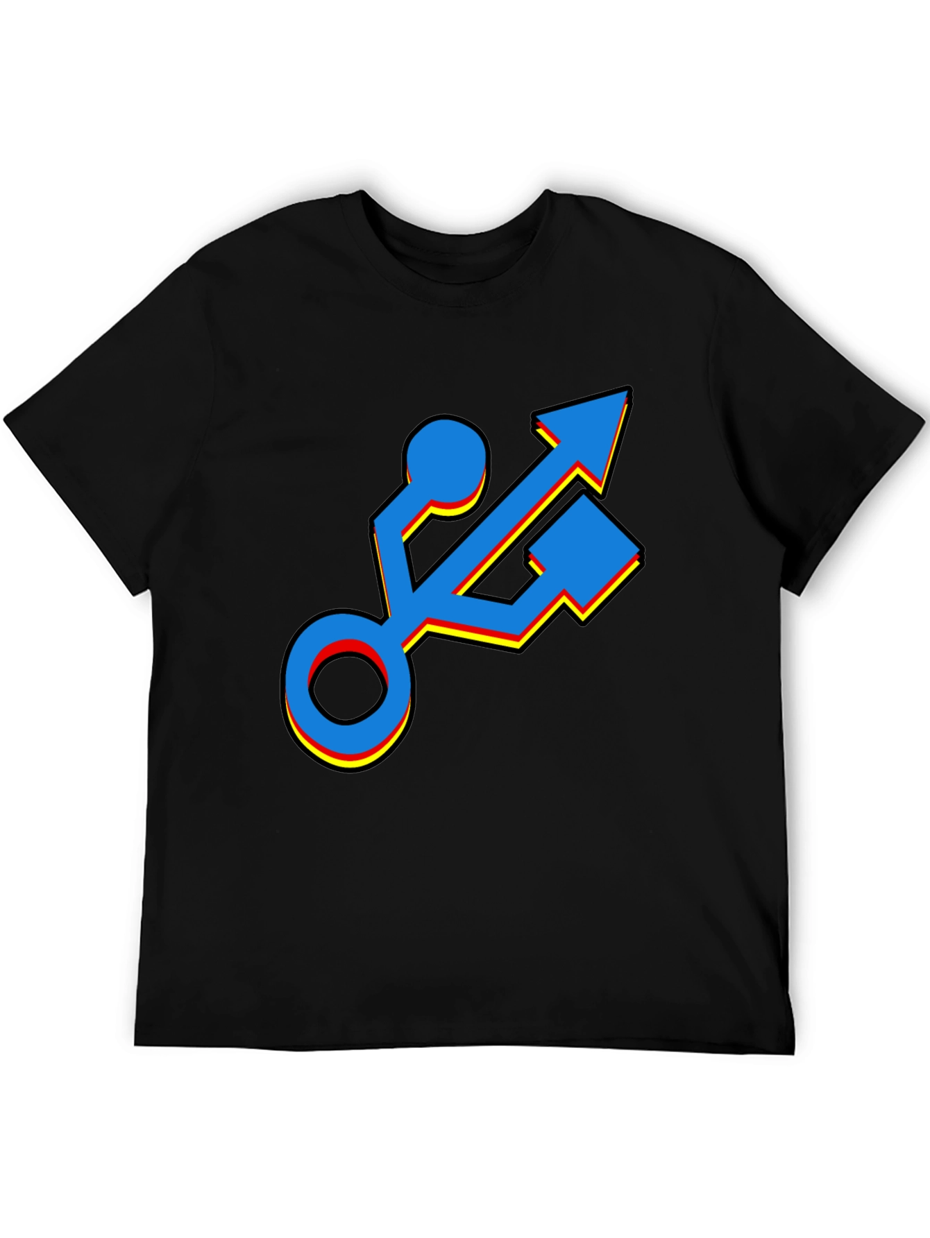 USB Port Graphic T-Shirt - Black Cotton Tee