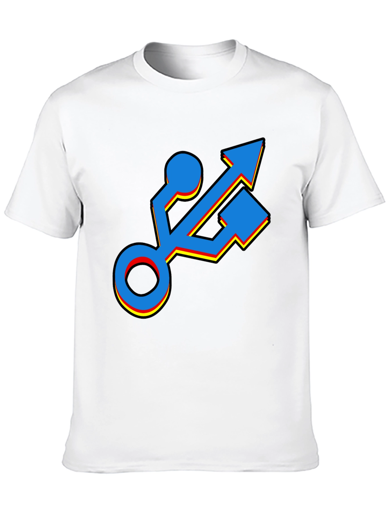 USB Port Graphic T-Shirt - Black Cotton Tee