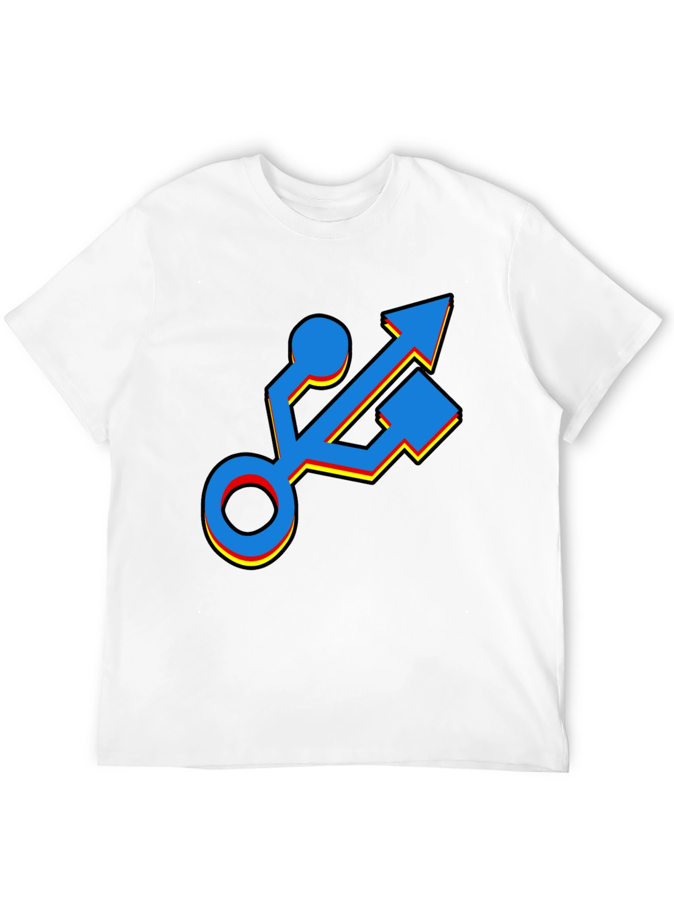 USB Port Graphic T-Shirt - Black Cotton Tee