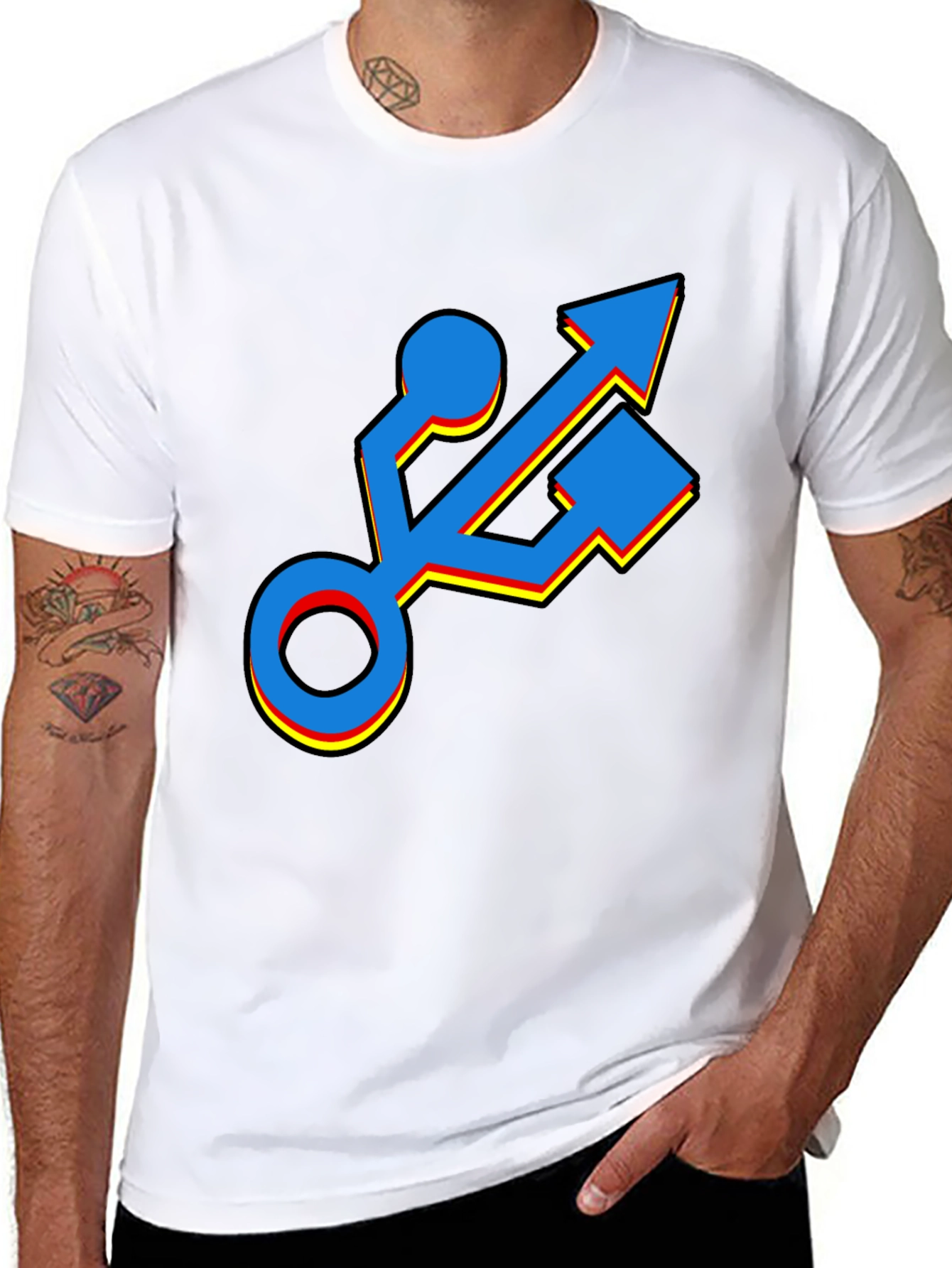 USB Port Graphic T-Shirt - Black Cotton Tee
