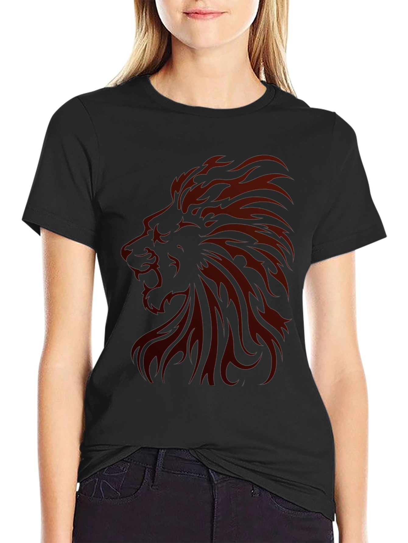 Lion Graphic Print Mens Black T-Shirt