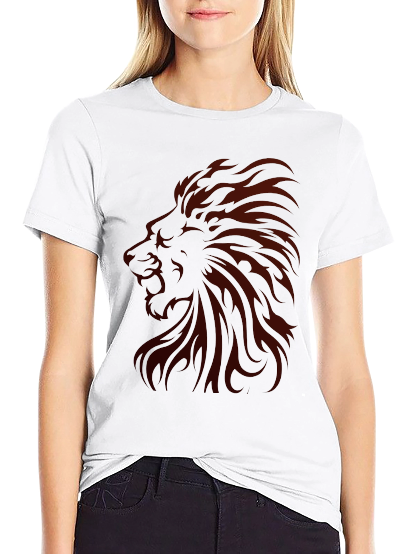 Lion Graphic Print Mens Black T-Shirt