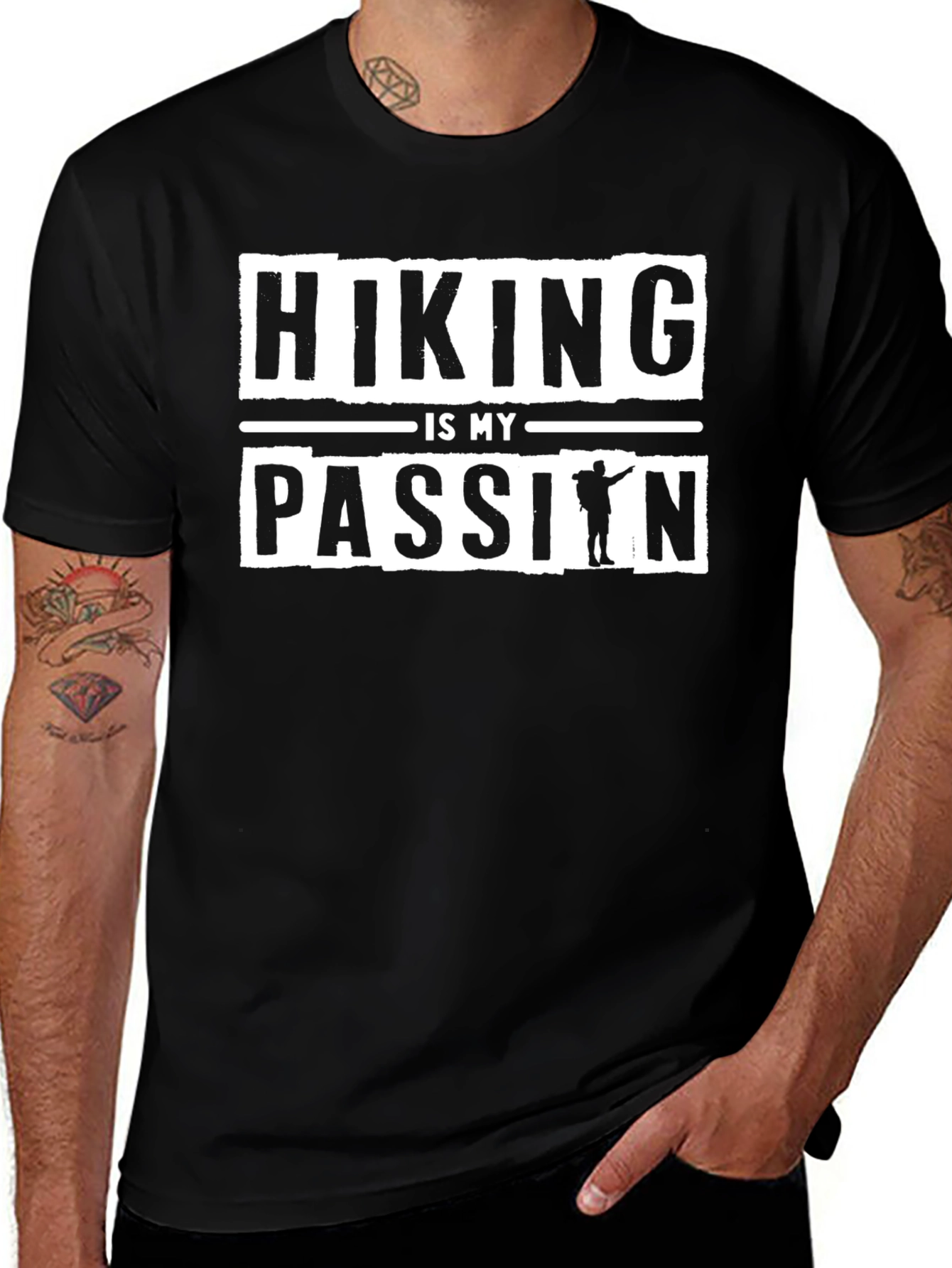 Hiking Is My Passion Graphic Tee - Black