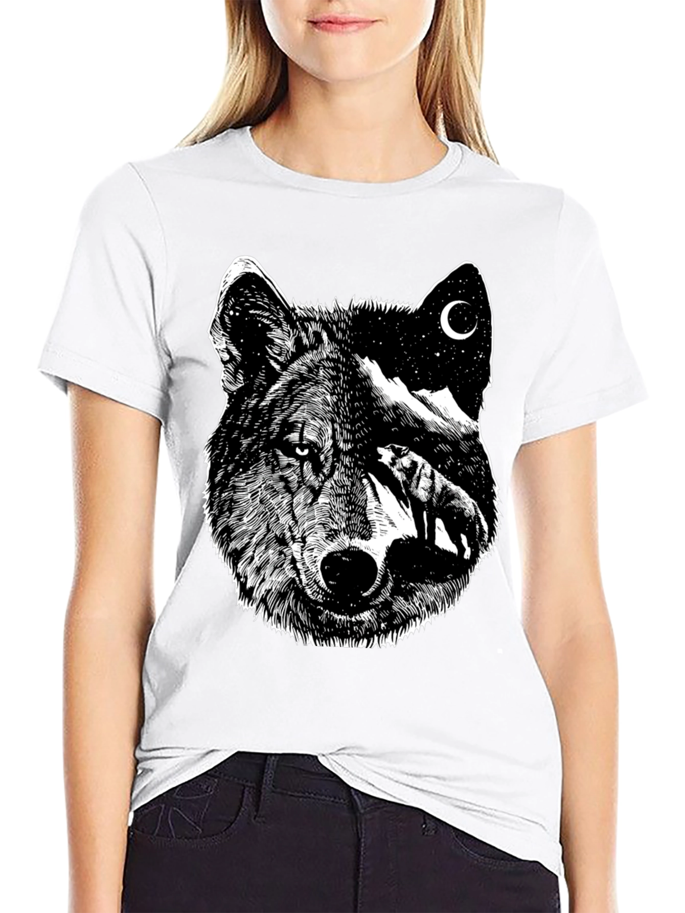 Wolf Moon Graphic Tee - Black