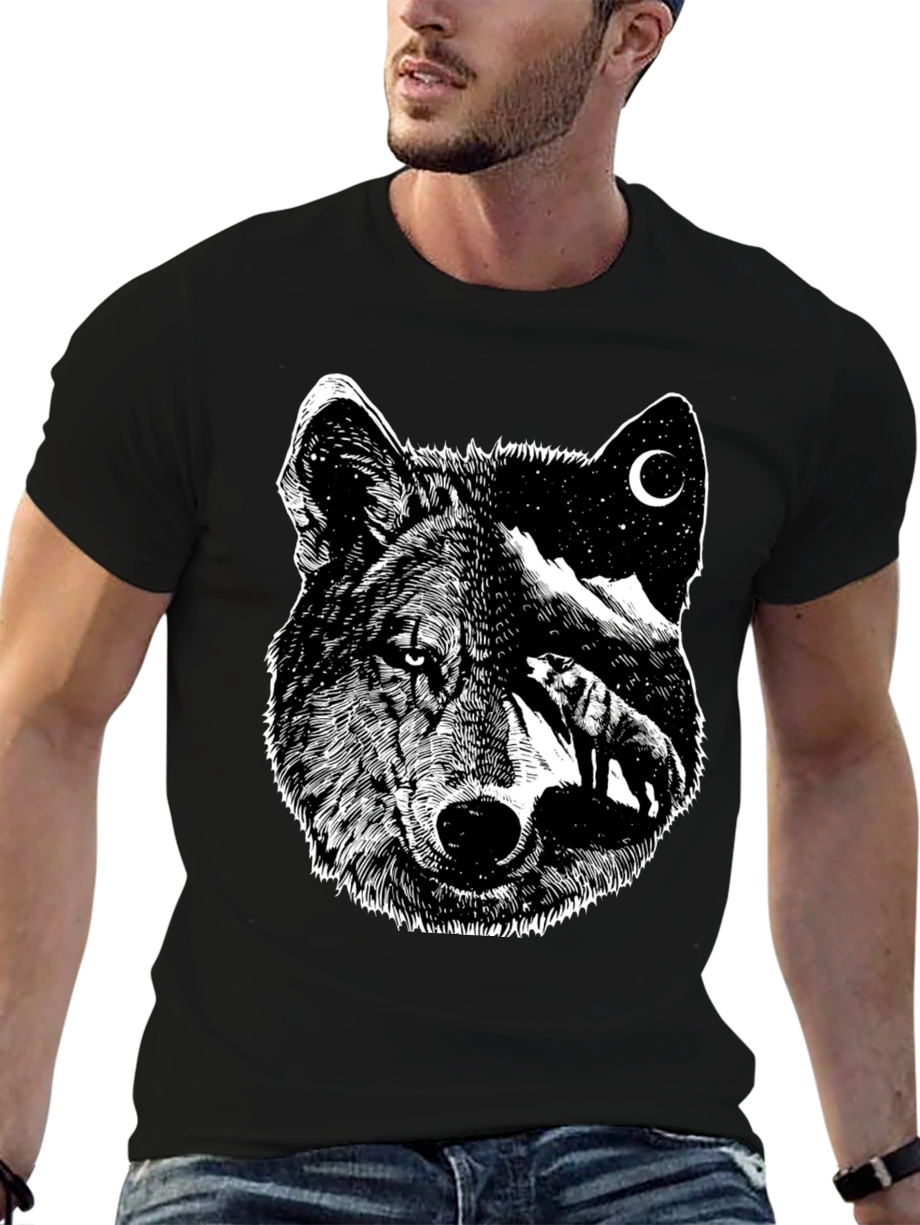 Wolf Moon Graphic Tee - Black