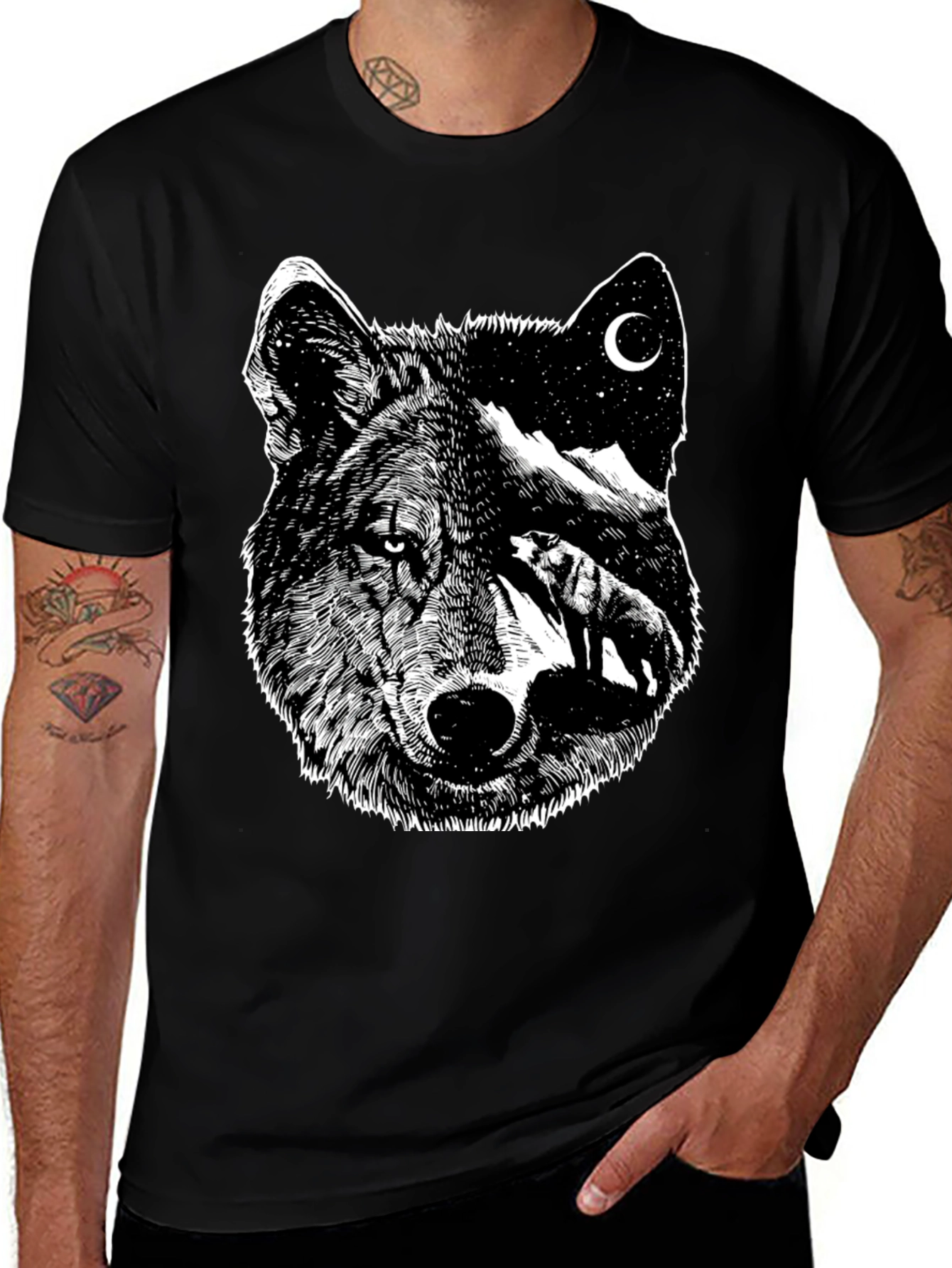 Wolf Moon Graphic Tee - Black