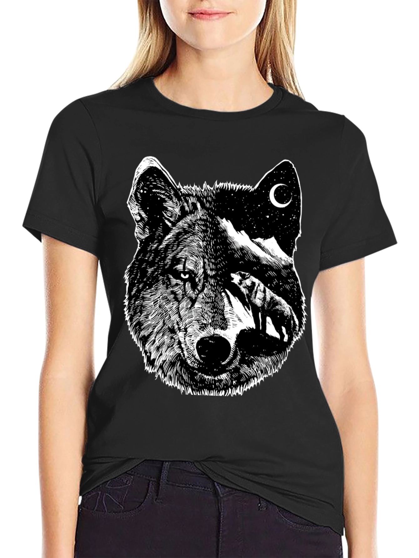 Wolf Moon Graphic Tee - Black