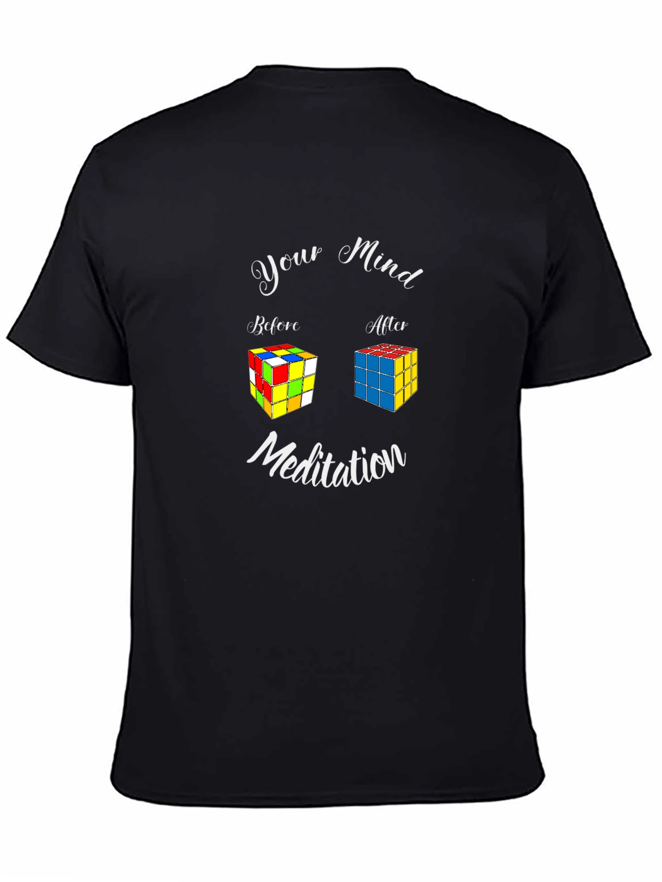 Mind Meditation Rubiks Cube Black T-Shirt