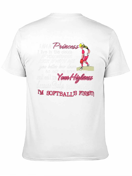 Princess Softball Player Graphic Tee - Black