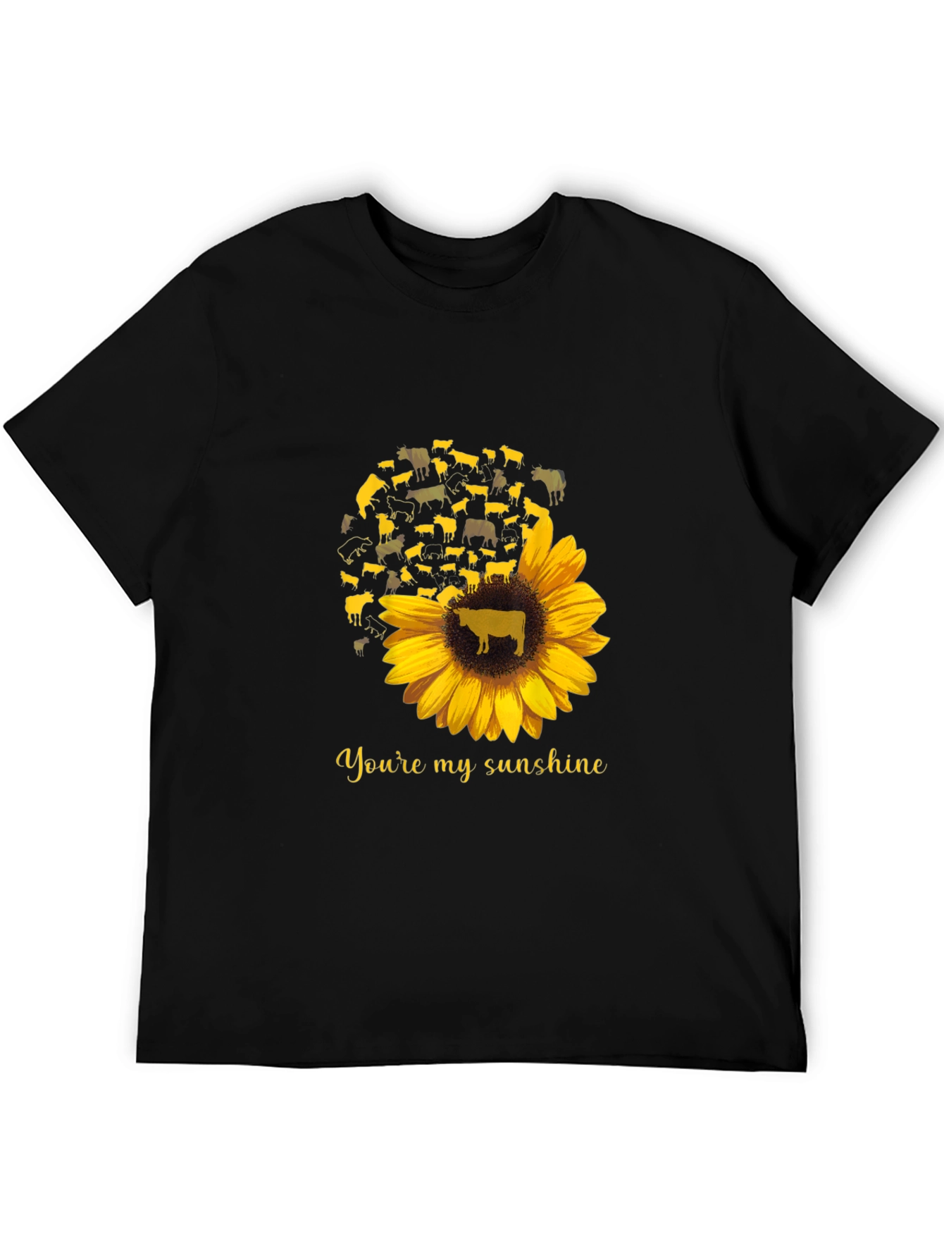 Cow Sunflower Graphic T-Shirt - Youre My Sunshine