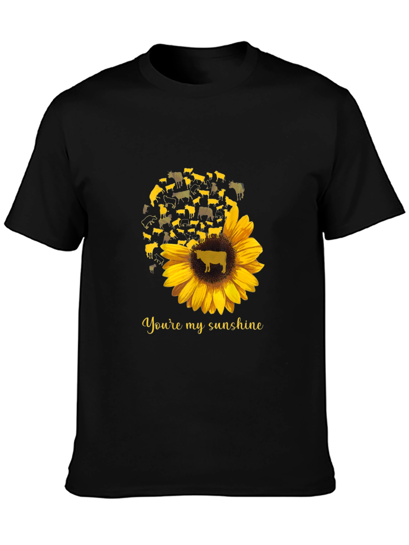 Cow Sunflower Graphic T-Shirt - Youre My Sunshine
