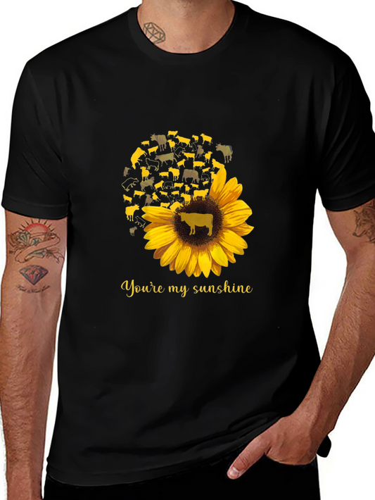 Cow Sunflower Graphic T-Shirt - Youre My Sunshine