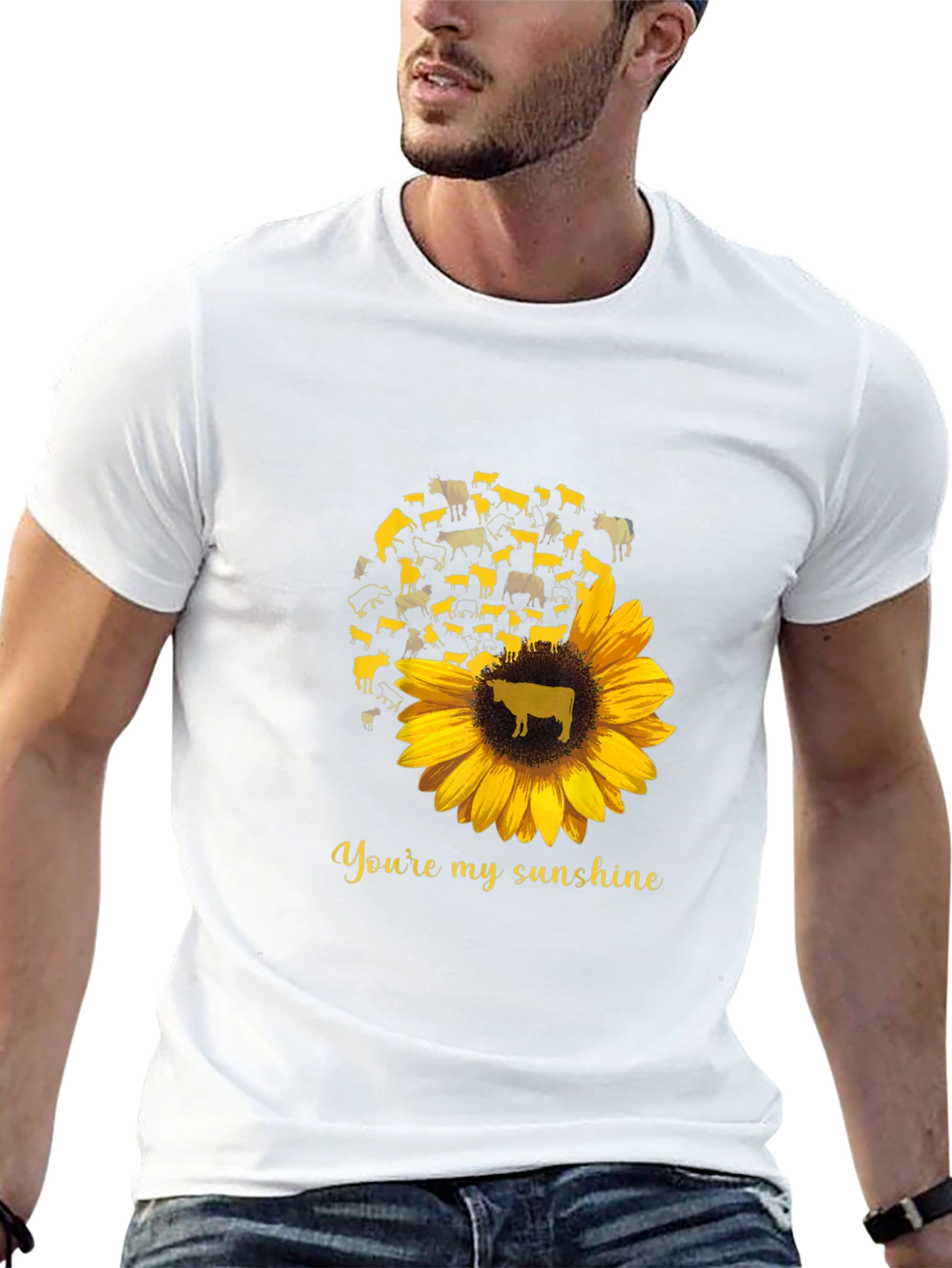 Cow Sunflower Graphic T-Shirt - Youre My Sunshine