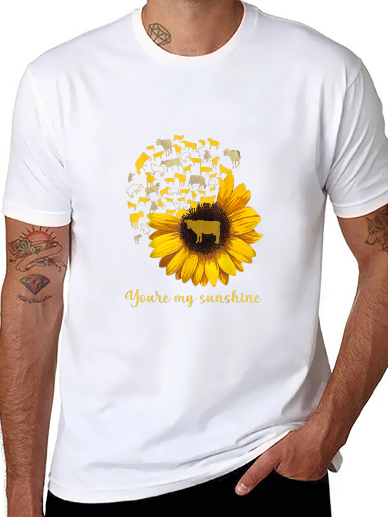 Cow Sunflower Graphic T-Shirt - Youre My Sunshine