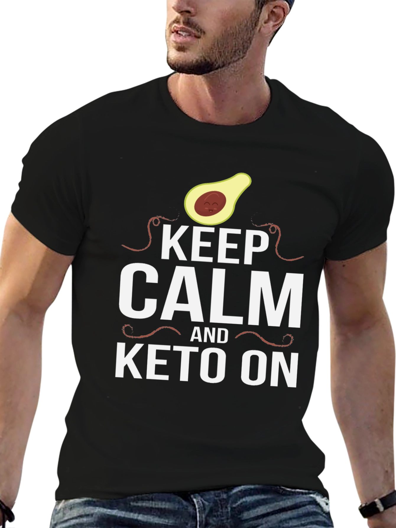 Keep Calm and Keto On Black T-Shirt