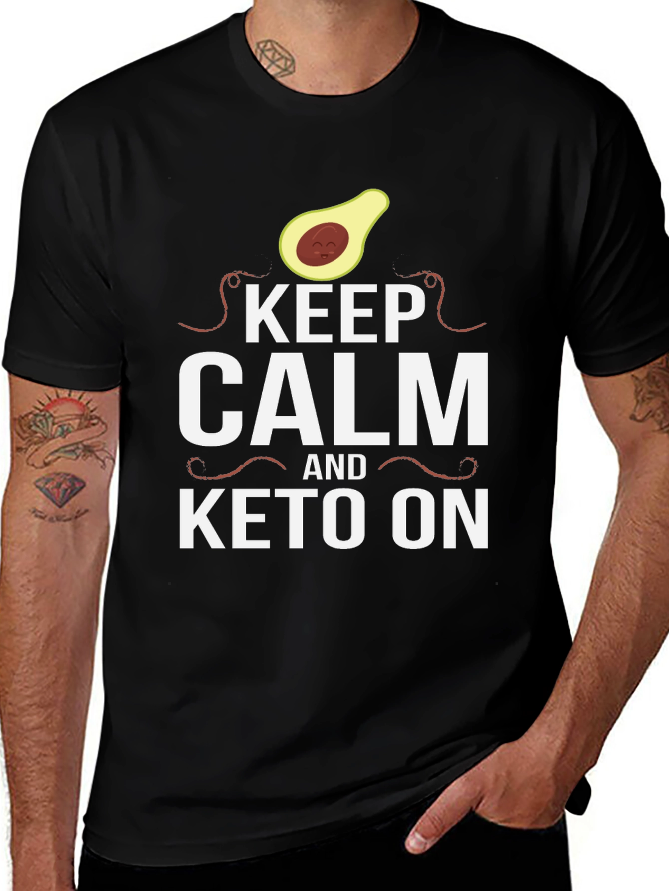 Keep Calm and Keto On Black T-Shirt