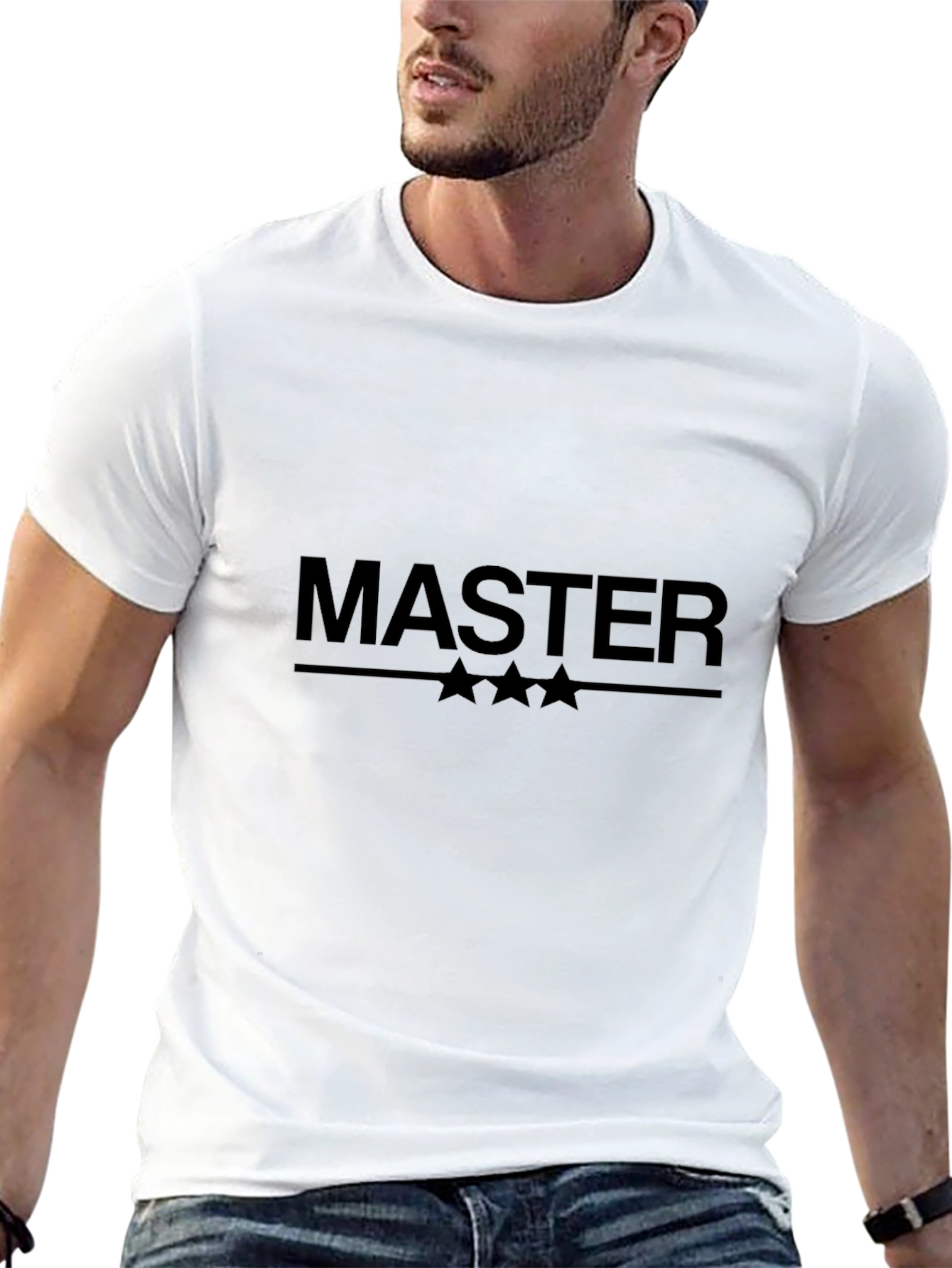 Master Graphic Tee - Stylish Black Cotton Blend