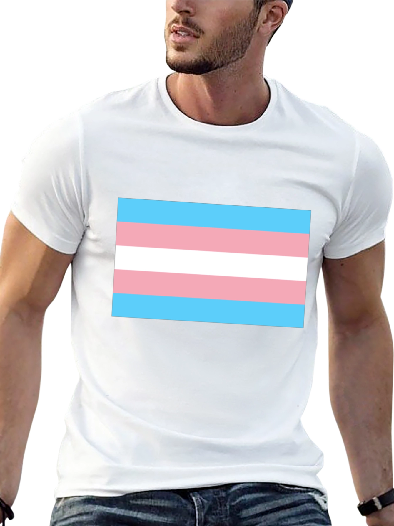 Trans Pride Flag T-Shirt - Black Cotton Tee