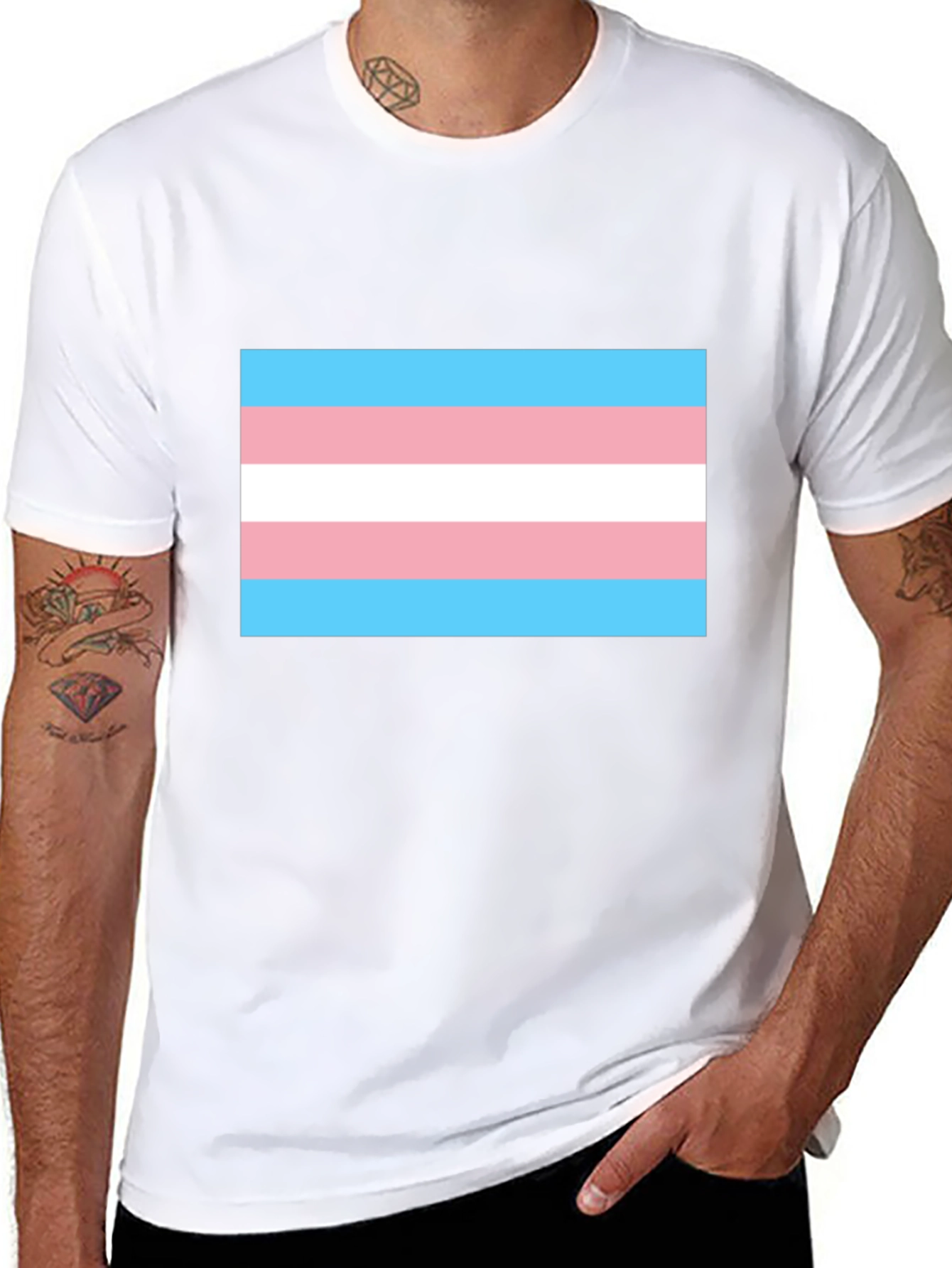 Trans Pride Flag T-Shirt - Black Cotton Tee