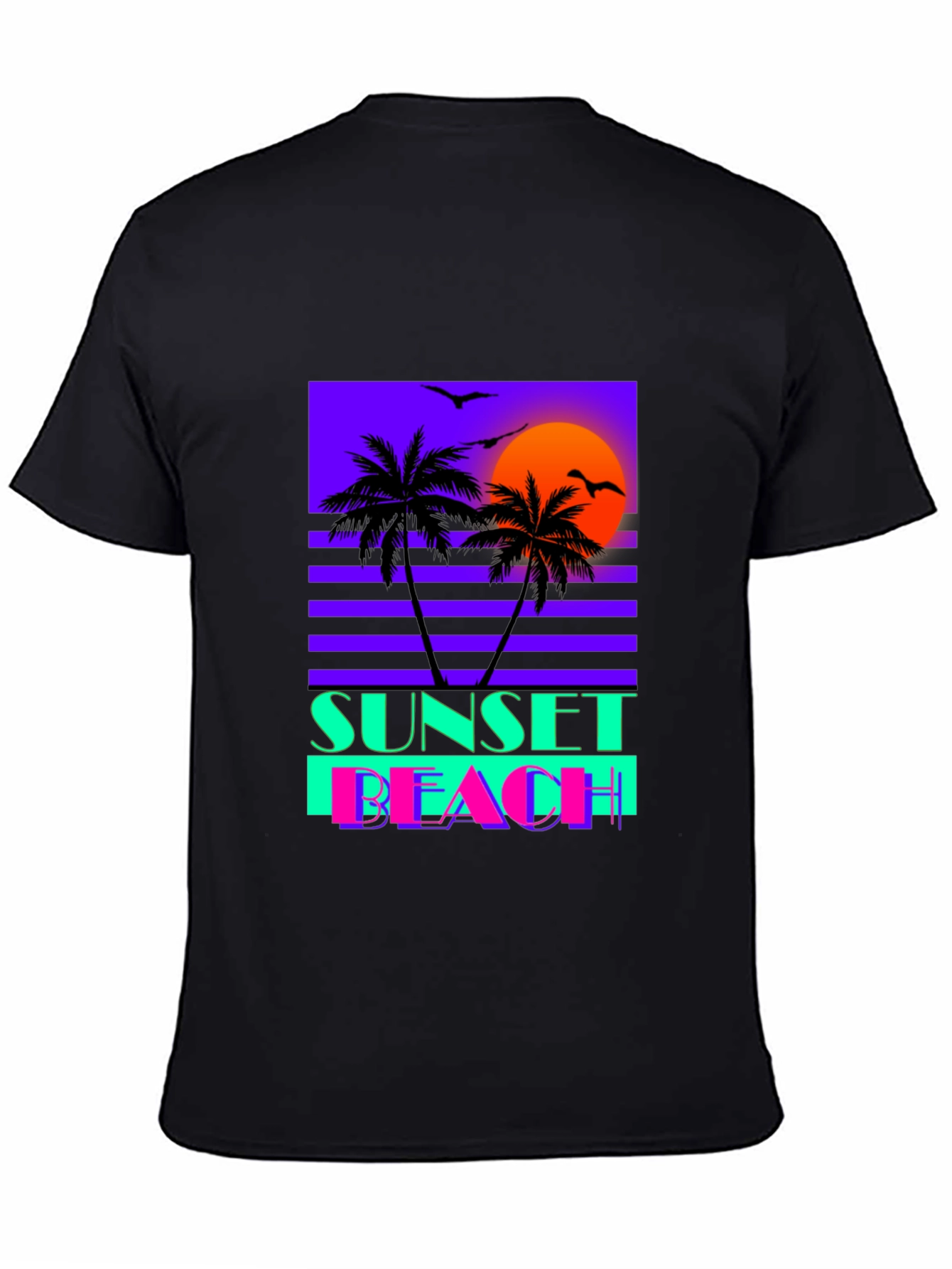 Sunset Beach Graphic Tee - Retro Wave T-Shirt