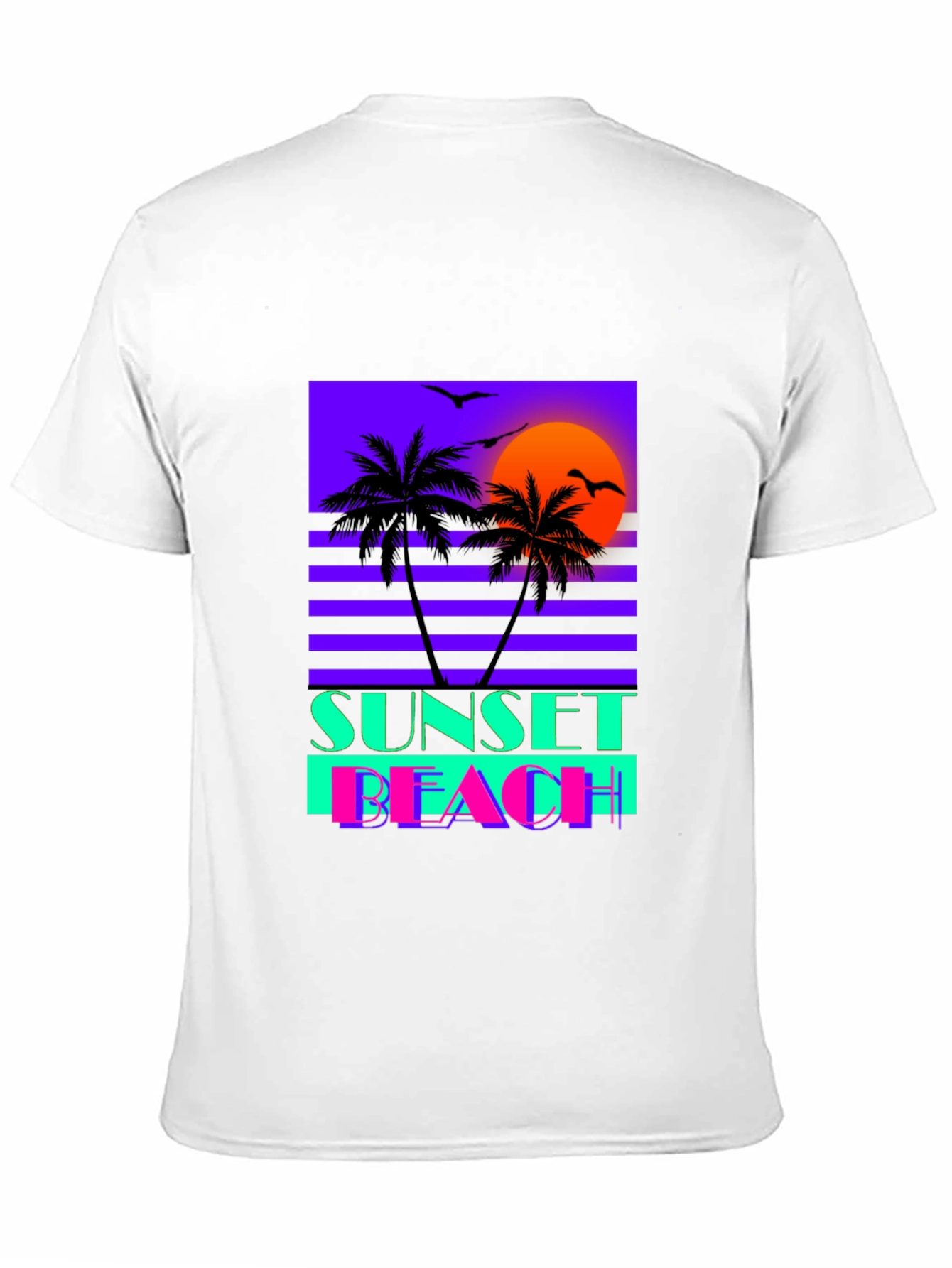 Sunset Beach Graphic Tee - Retro Wave T-Shirt