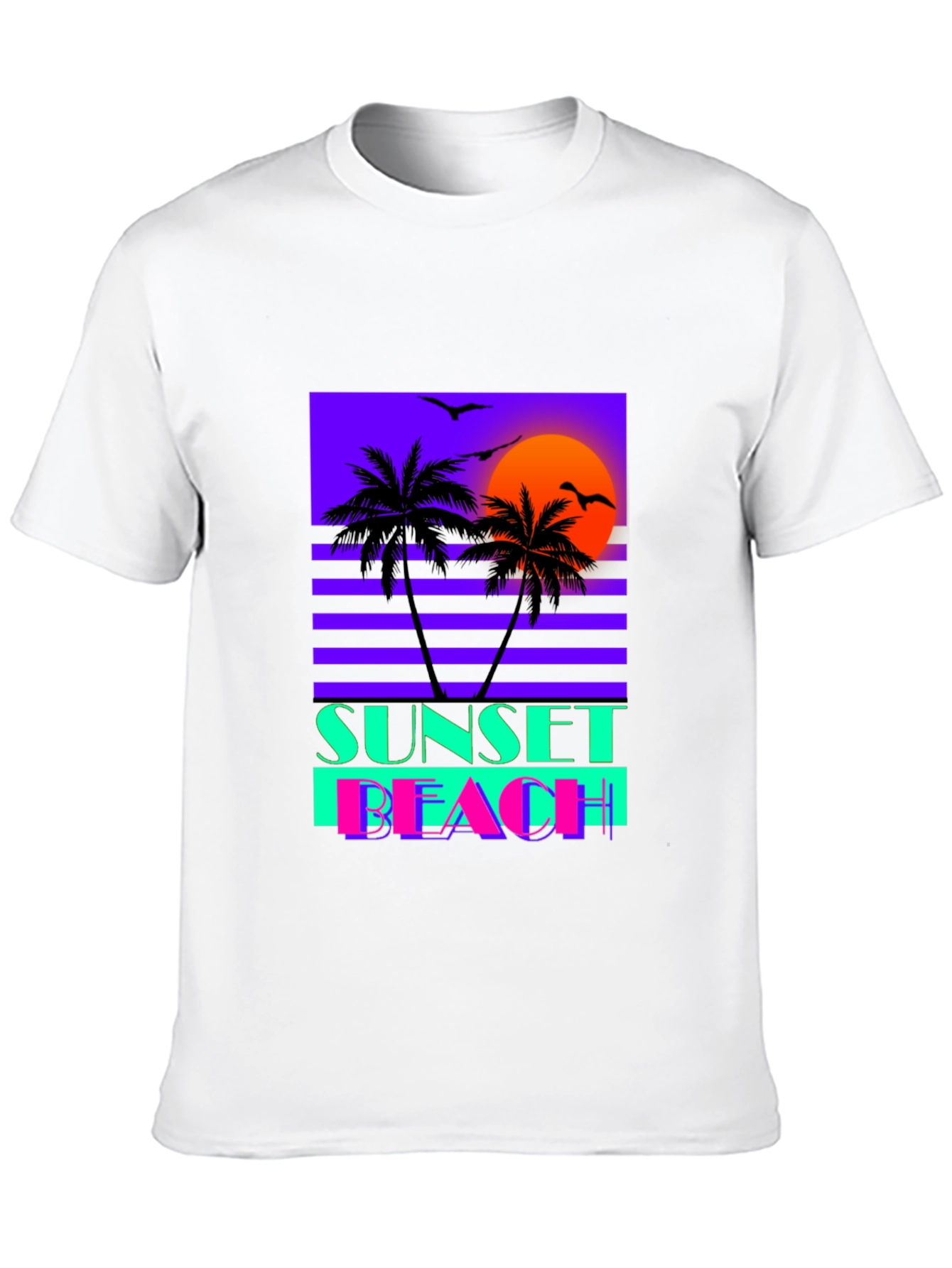 Sunset Beach Graphic Tee - Retro Wave T-Shirt