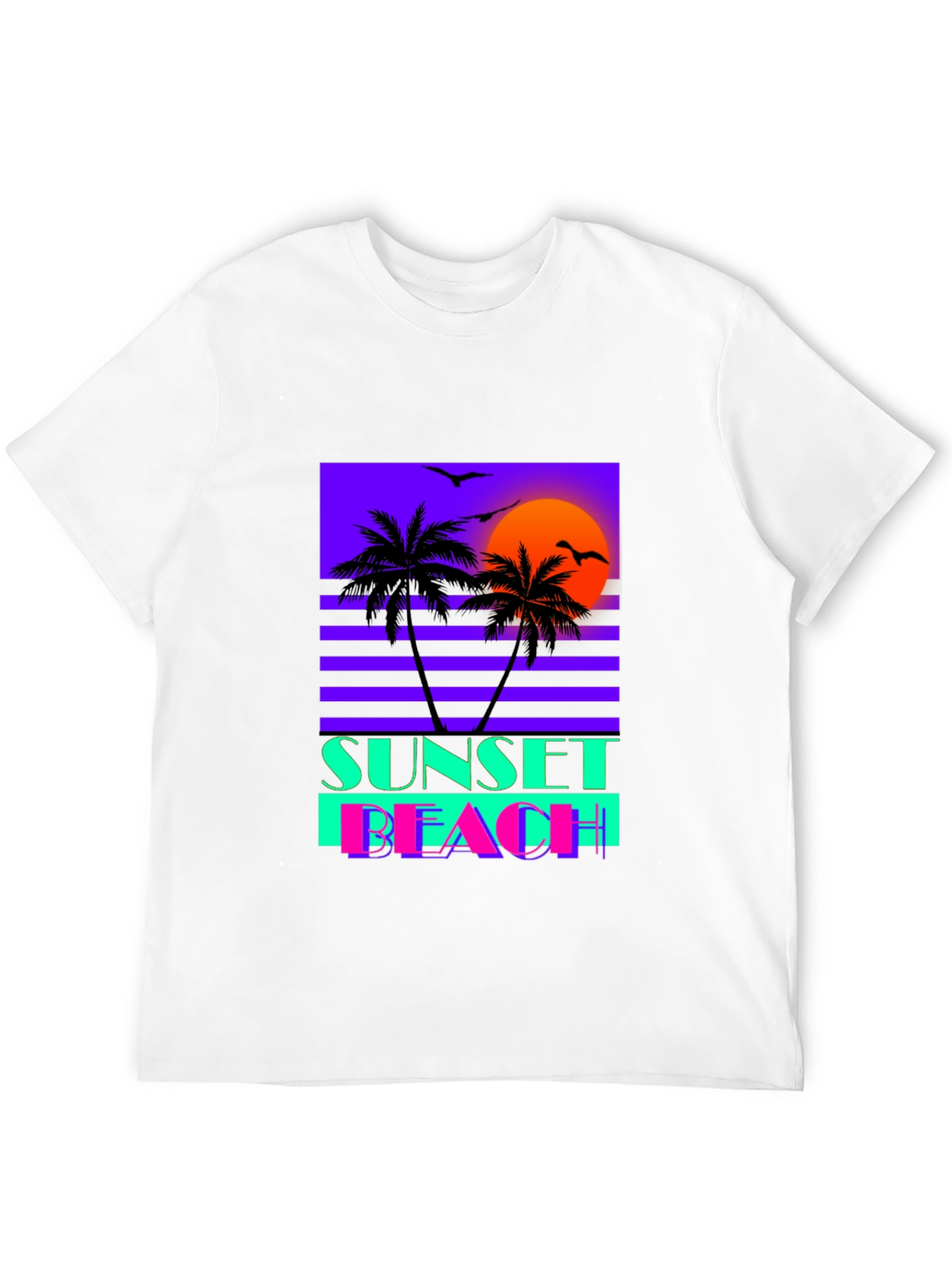 Sunset Beach Graphic Tee - Retro Wave T-Shirt