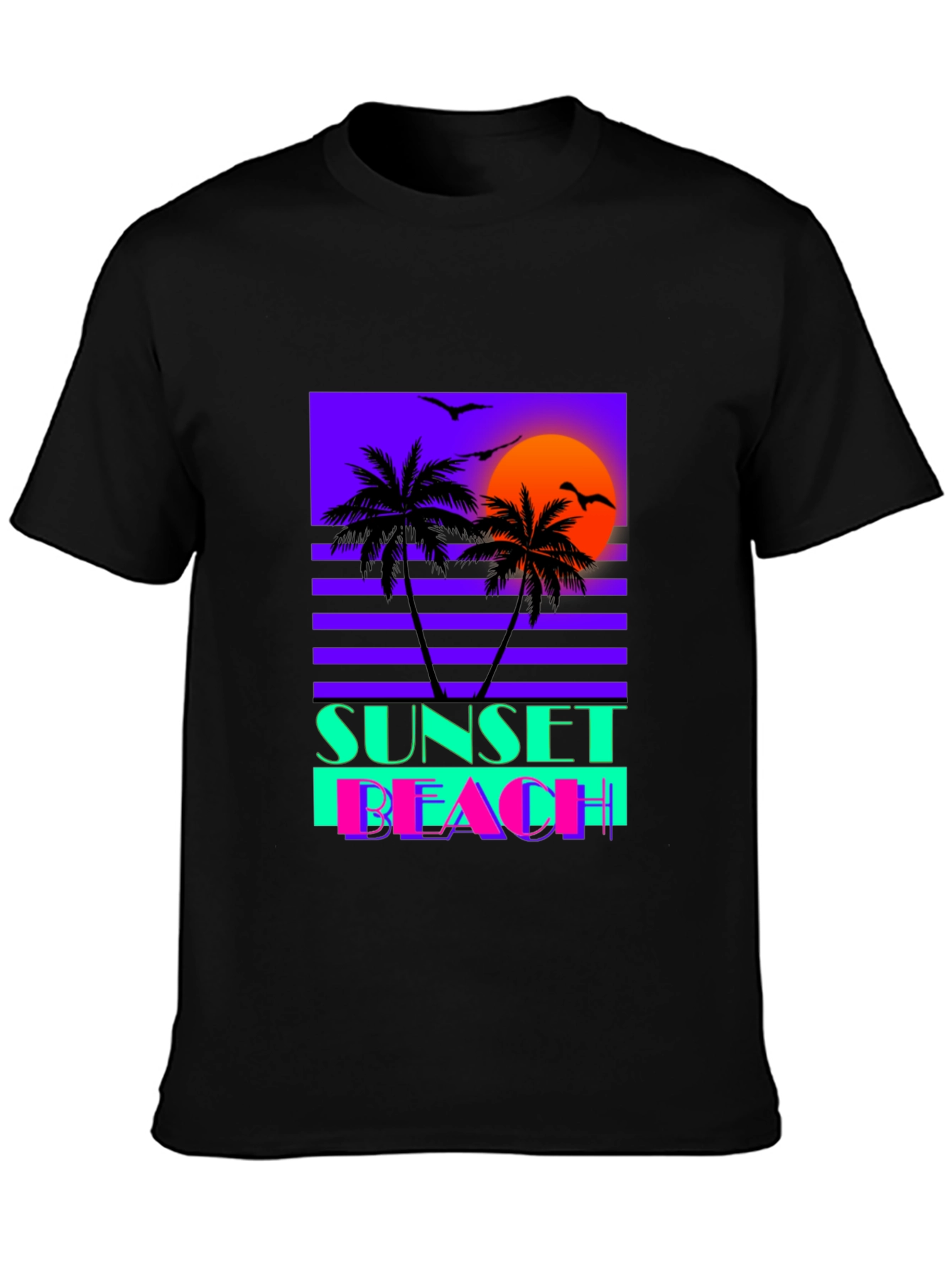 Sunset Beach Graphic Tee - Retro Wave T-Shirt