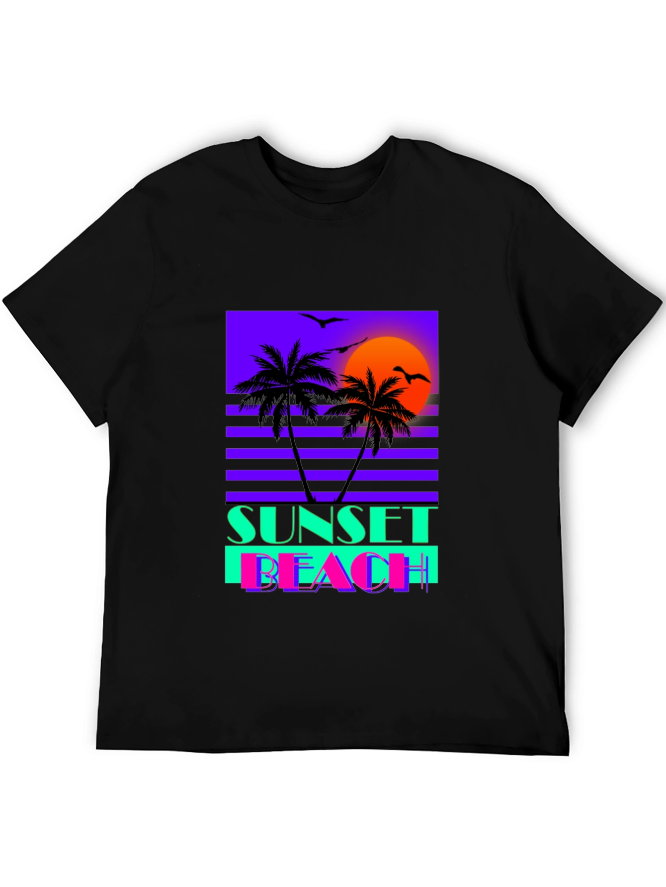 Sunset Beach Graphic Tee - Retro Wave T-Shirt