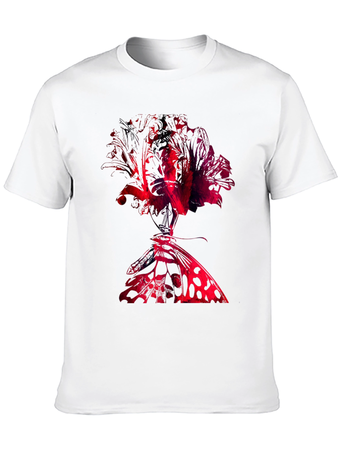 Abstract Rose & Butterfly Black Graphic Tee