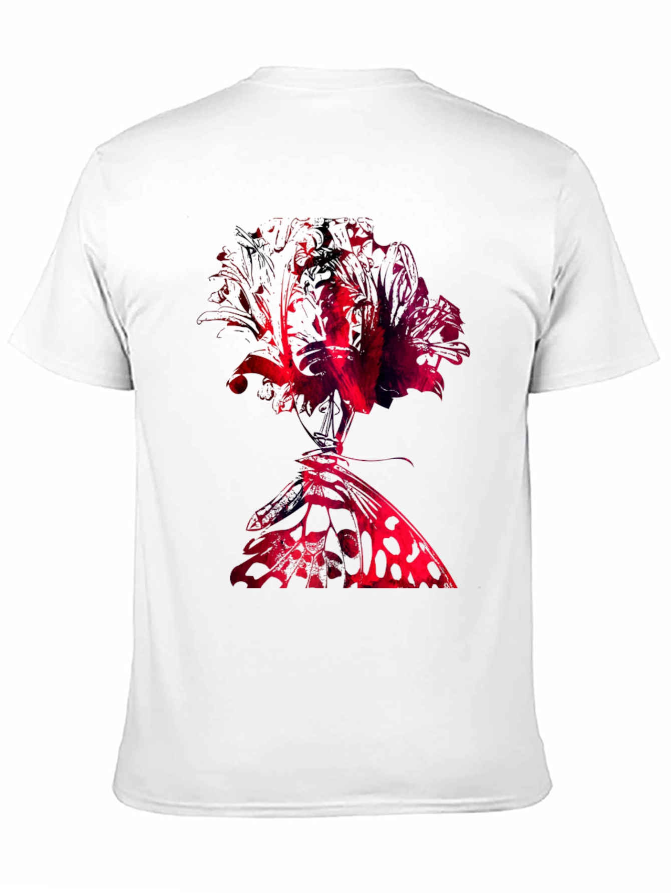 Abstract Rose & Butterfly Black Graphic Tee