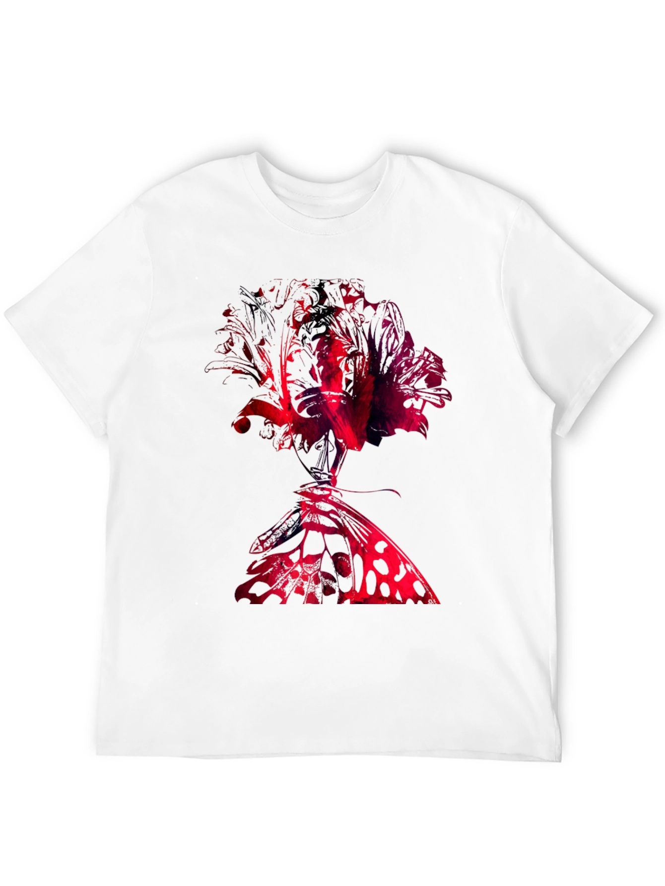 Abstract Rose & Butterfly Black Graphic Tee
