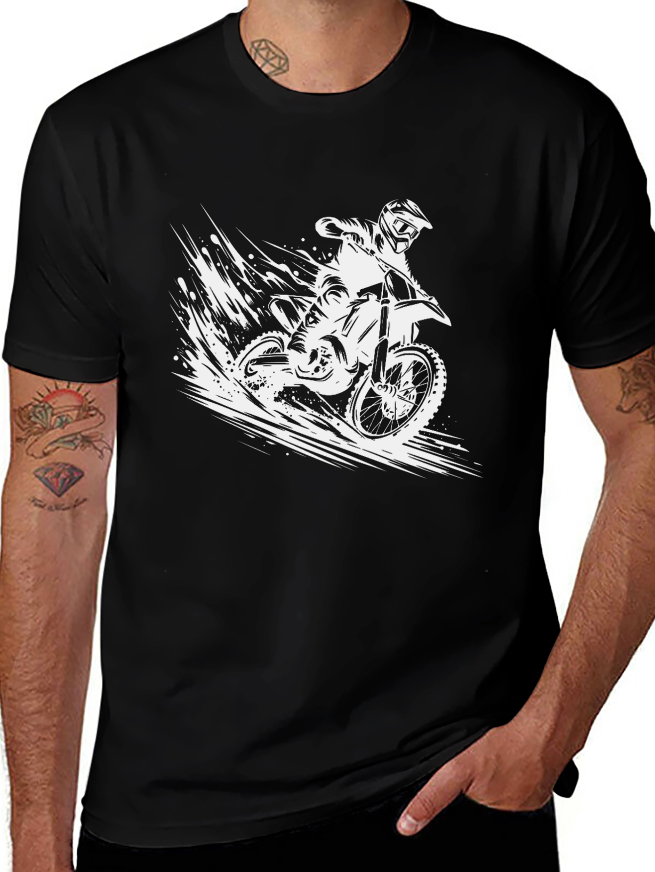 Motorcross Graphic T-Shirt - Black Biker Tee