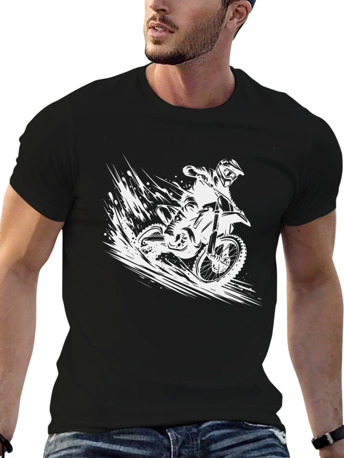 Motorcross Graphic T-Shirt - Black Biker Tee