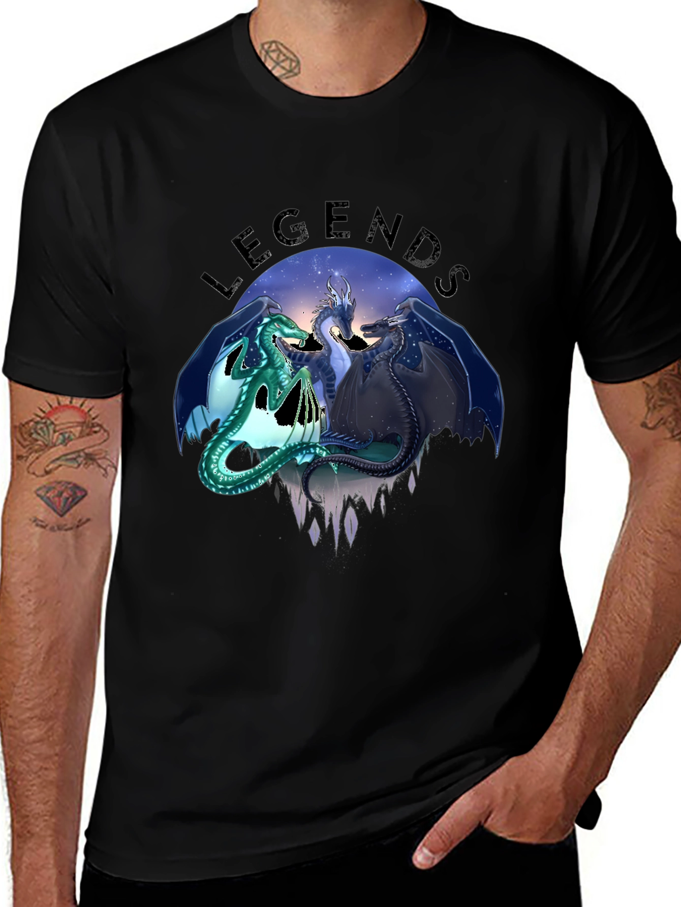 Legends Dragon Graphic T-Shirt - Black